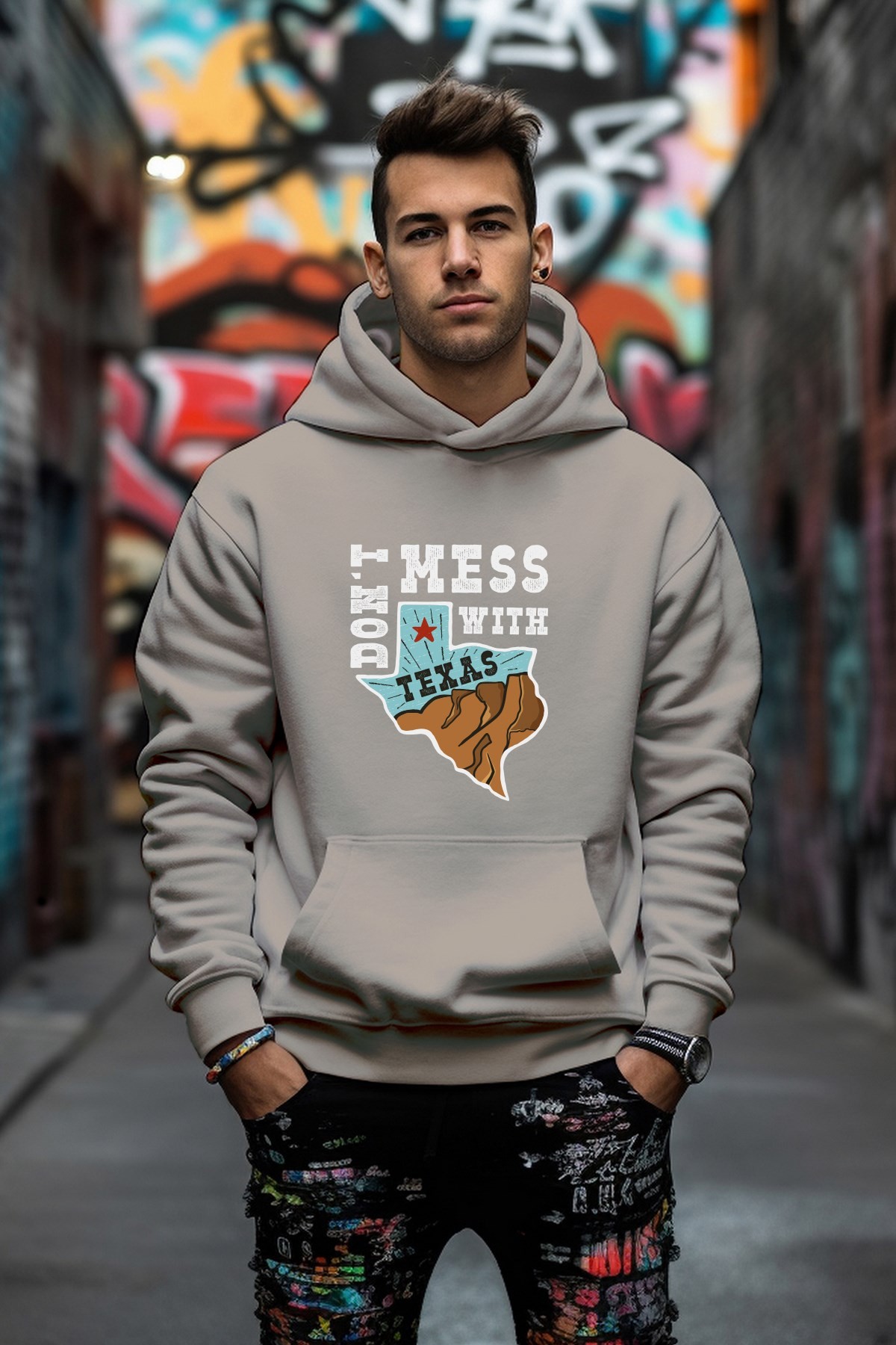 Don't Mess Wıth Texas Tarz Rahat Kesim Oversize Sweatshirt