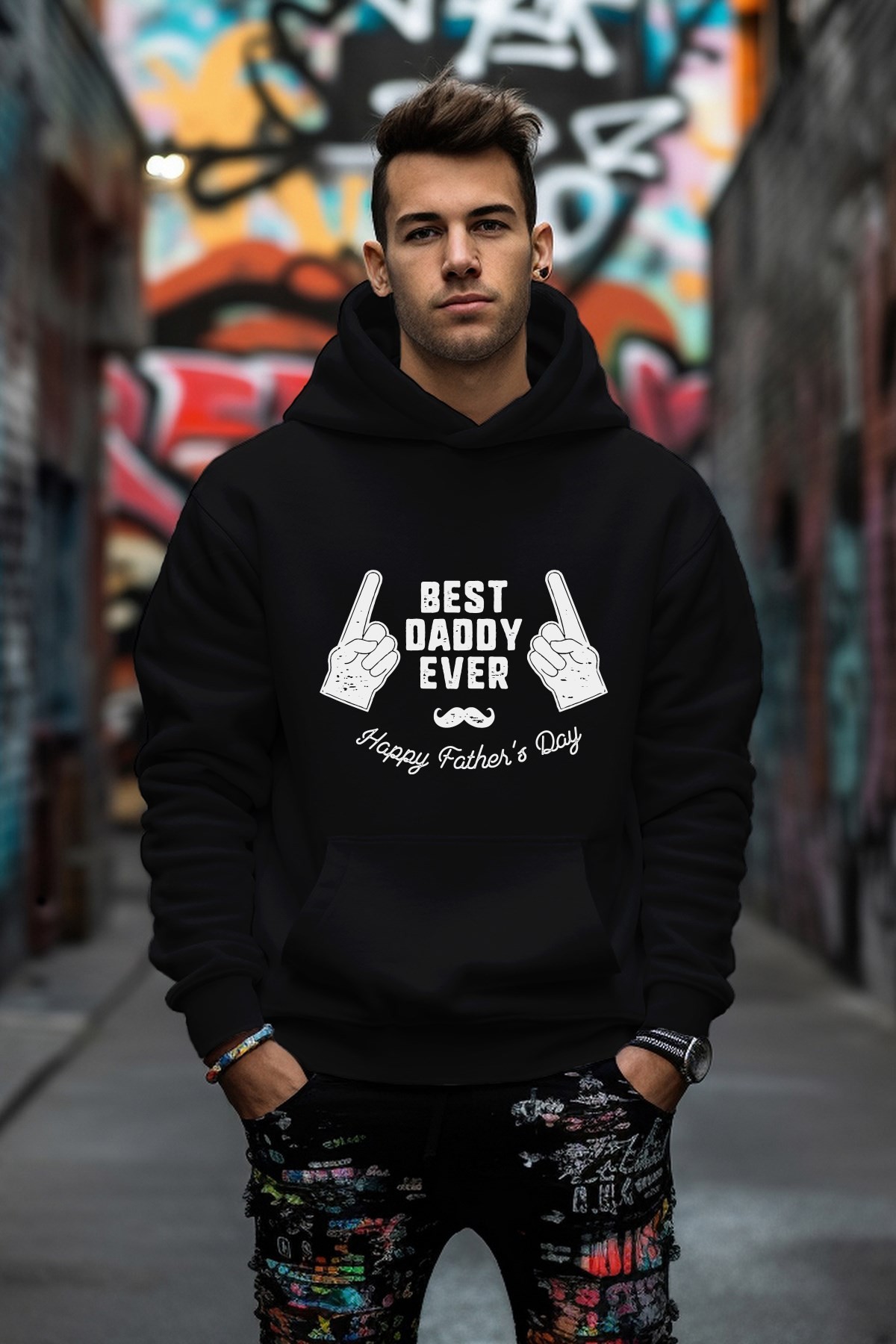 Bast Daddy Ever Tarz Rahat Kesim Oversize Sweatshirt