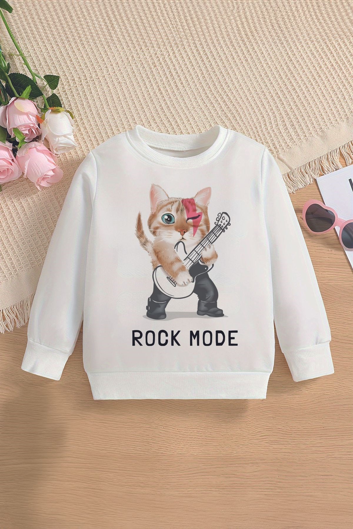 Premium Cat İs Rock Mode Oversize Çocuk Sweatshirt 13330