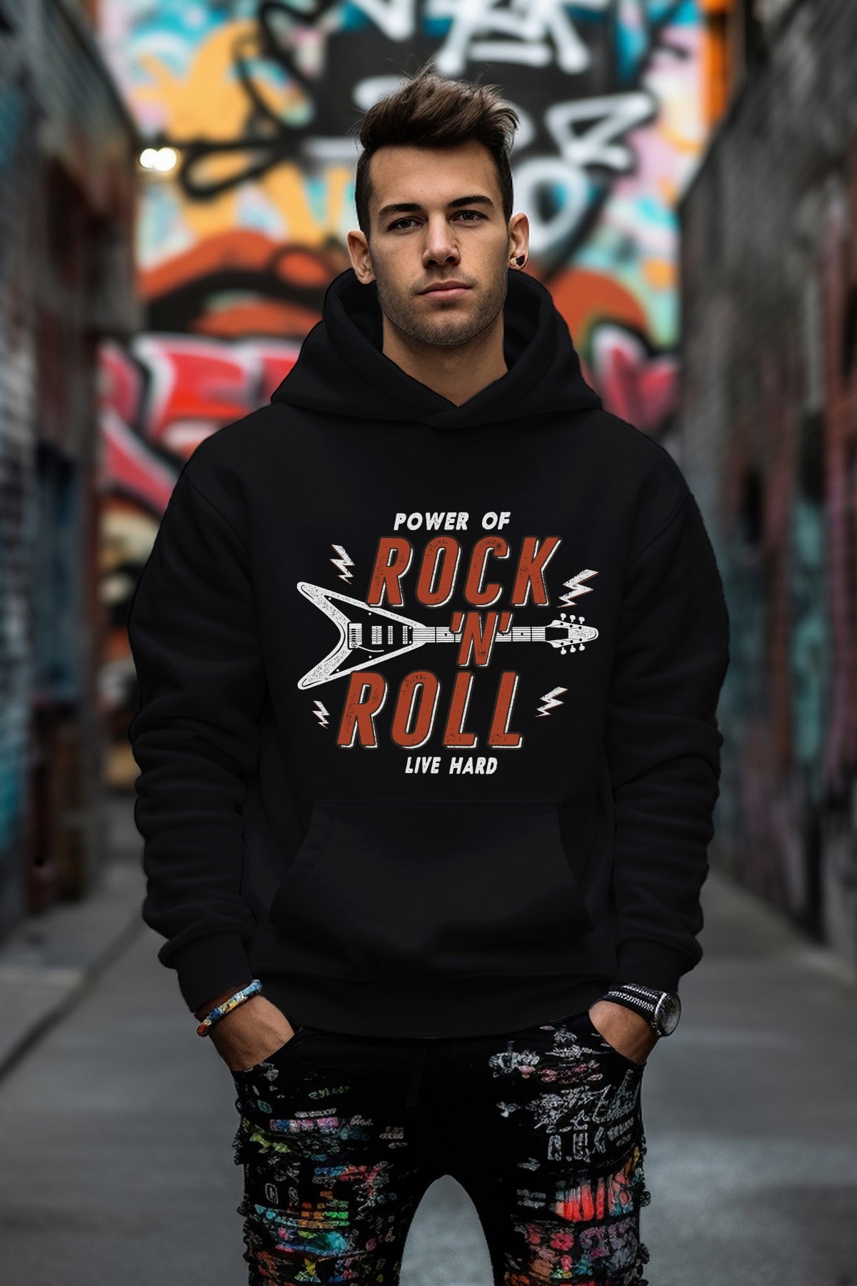 Rock'N Roll Tarz Rahat Kesim Oversize Sweatshirt