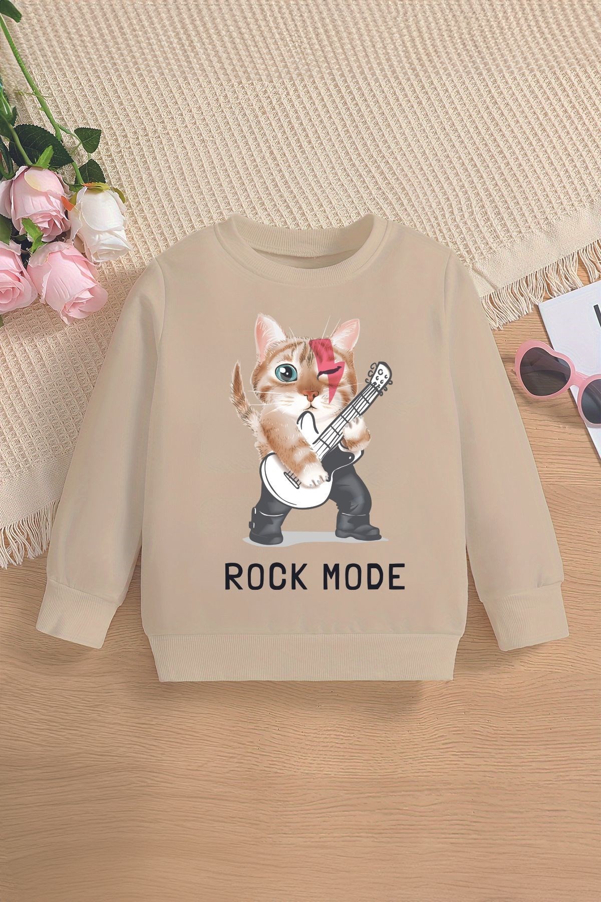 Premium Cat İs Rock Mode Oversize Çocuk Sweatshirt 13330