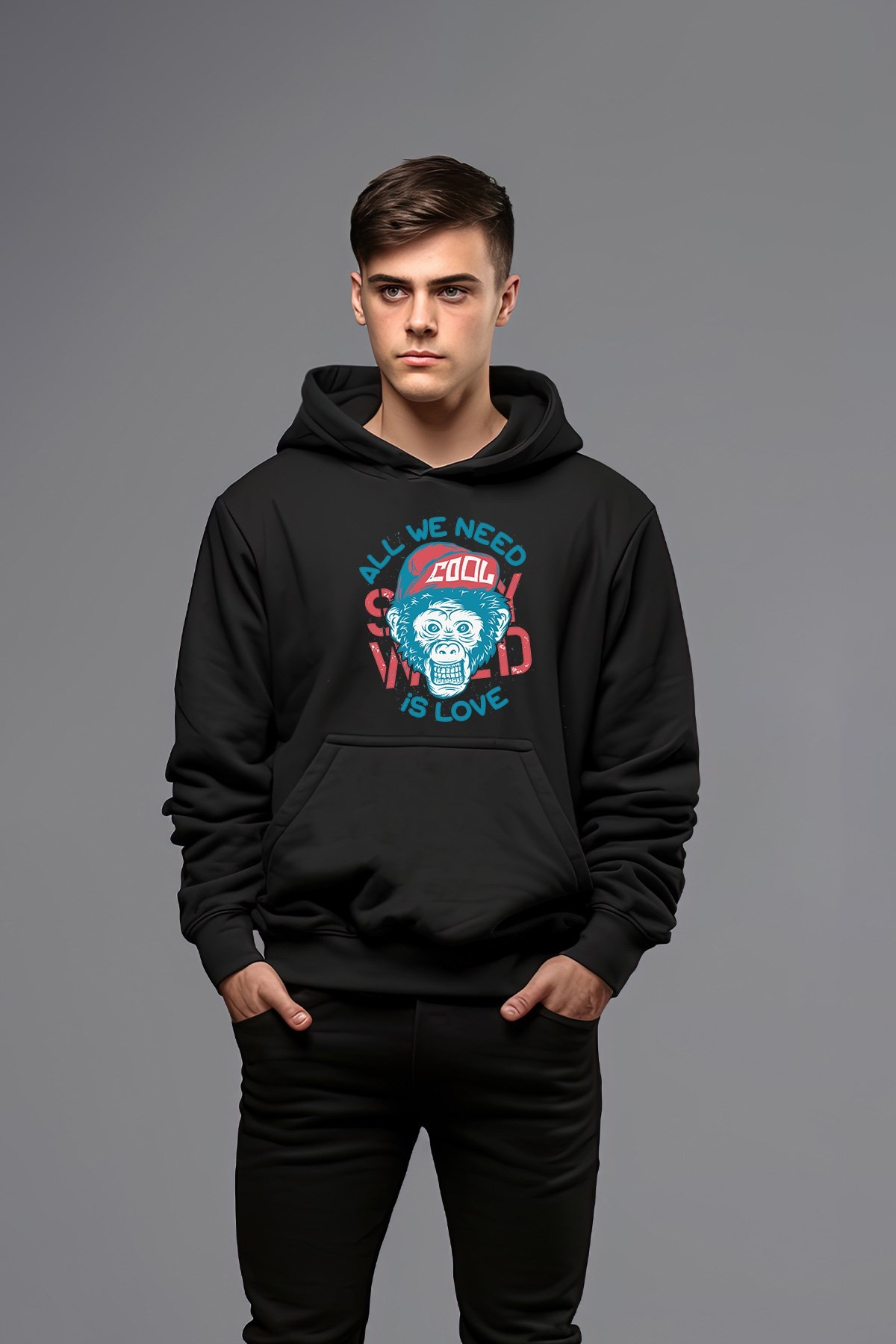 All We Need Tarz Kapşonlu Erkek Sweatshirt