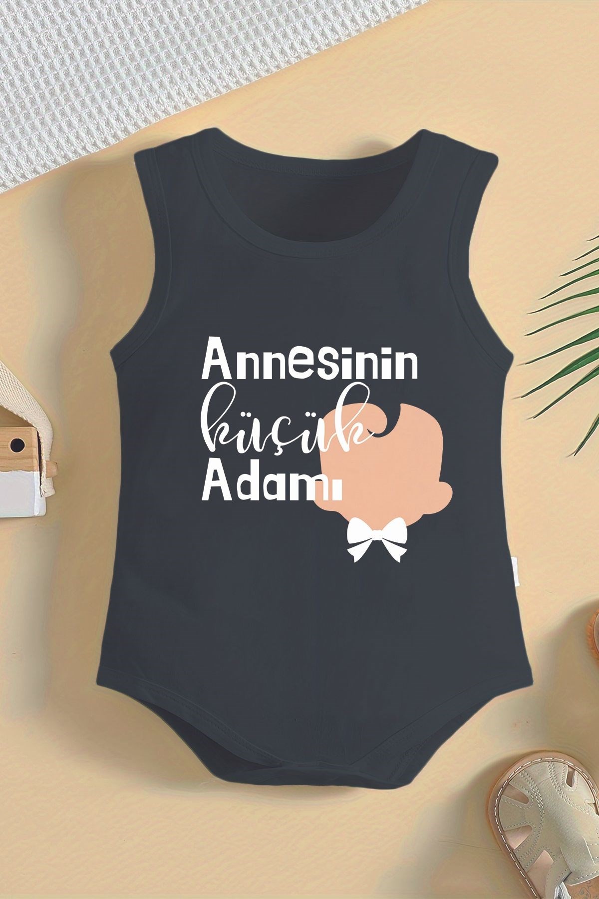 Annesinin Küçük Adamı Baskılı Çıtçıtlı  %100 Pamuk Bebek Body 22026