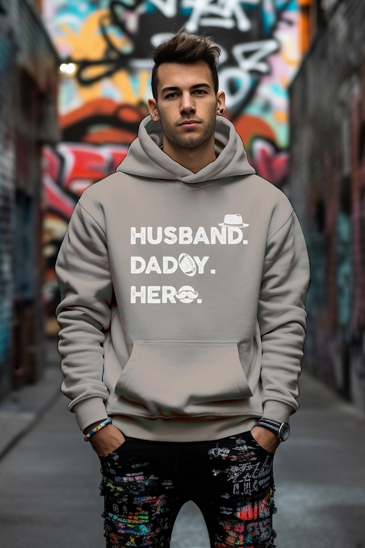 Husband Dadoy Hero Tarz Rahat Kesim Oversize Sweatshirt