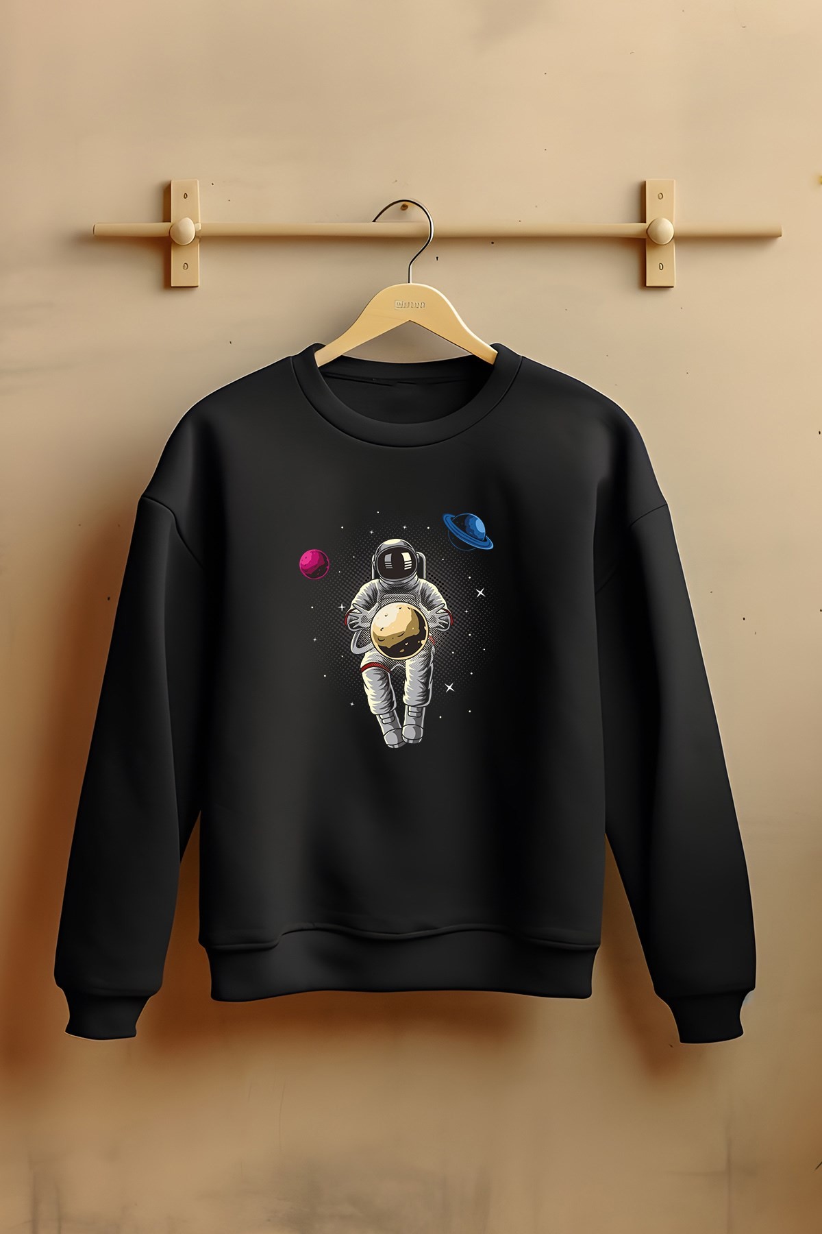 Unısex Pamuklu Galaksi Yıldızları Tarz Çocuk Sweatshirt