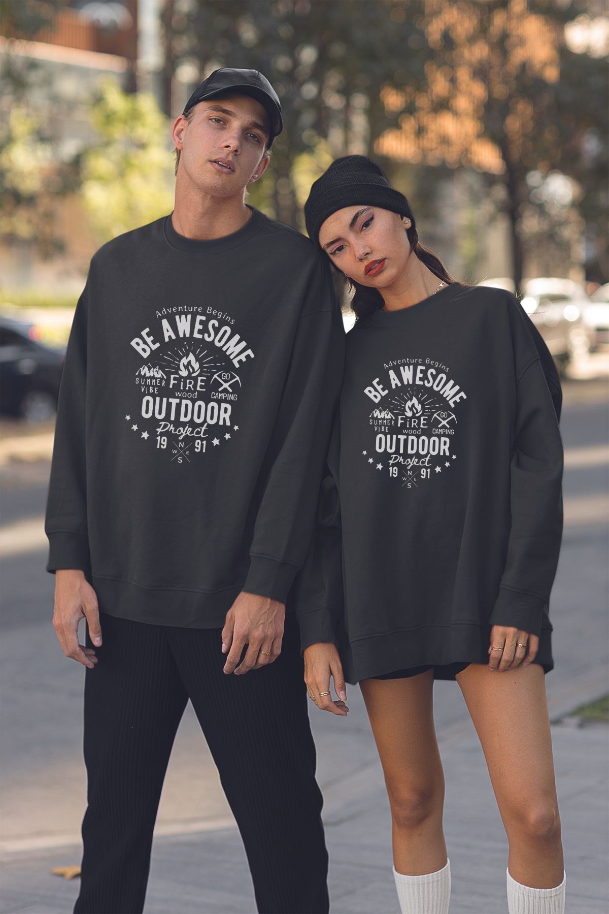 Unısex Tarz Baskılı Oversize Sweatshirt 19305