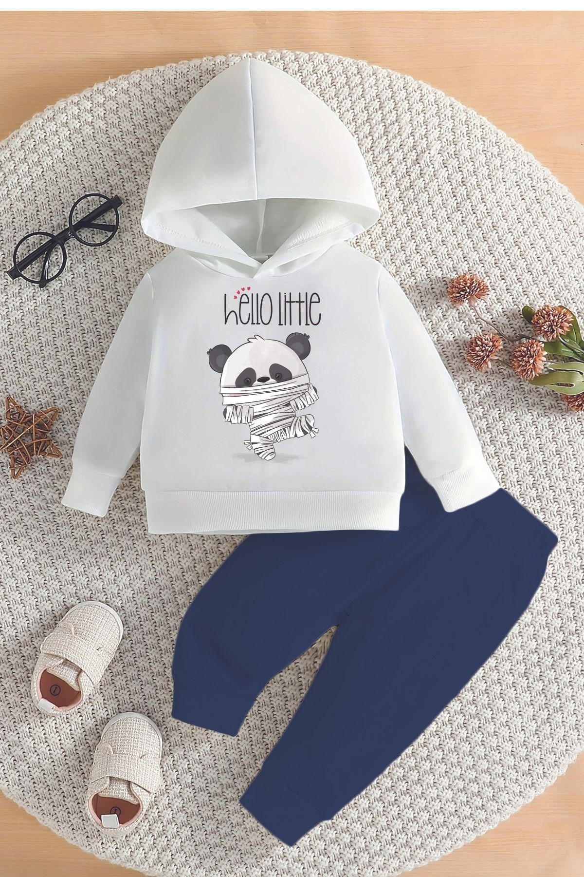  Yeni Sezon Hello Little Panda Baskılı Alt Üst Bebek Takım 22410