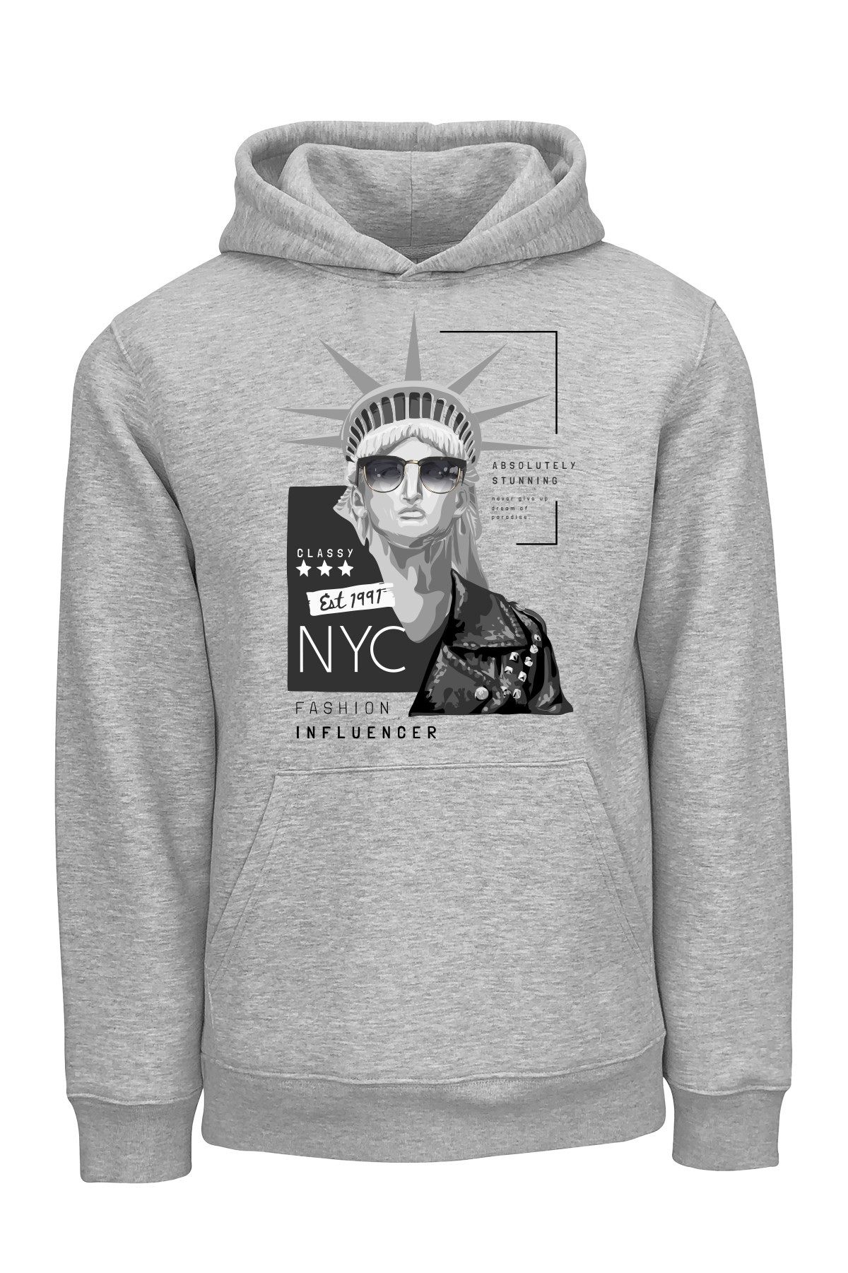 New York Baskılı Tarz Rahat Kesim Oversize Sweatshirt