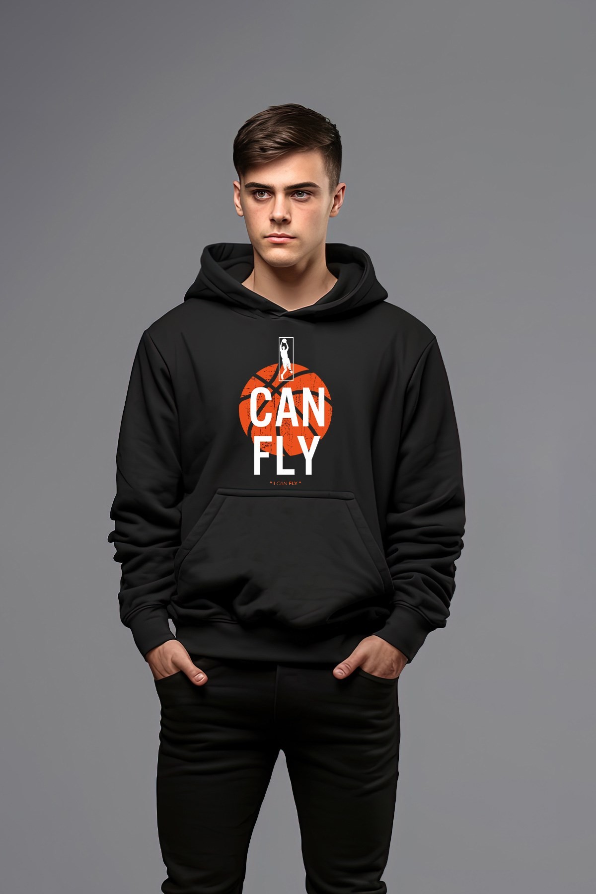 Can Fly Basketbol Tarz Kapşonlu Erkek Sweatshirt