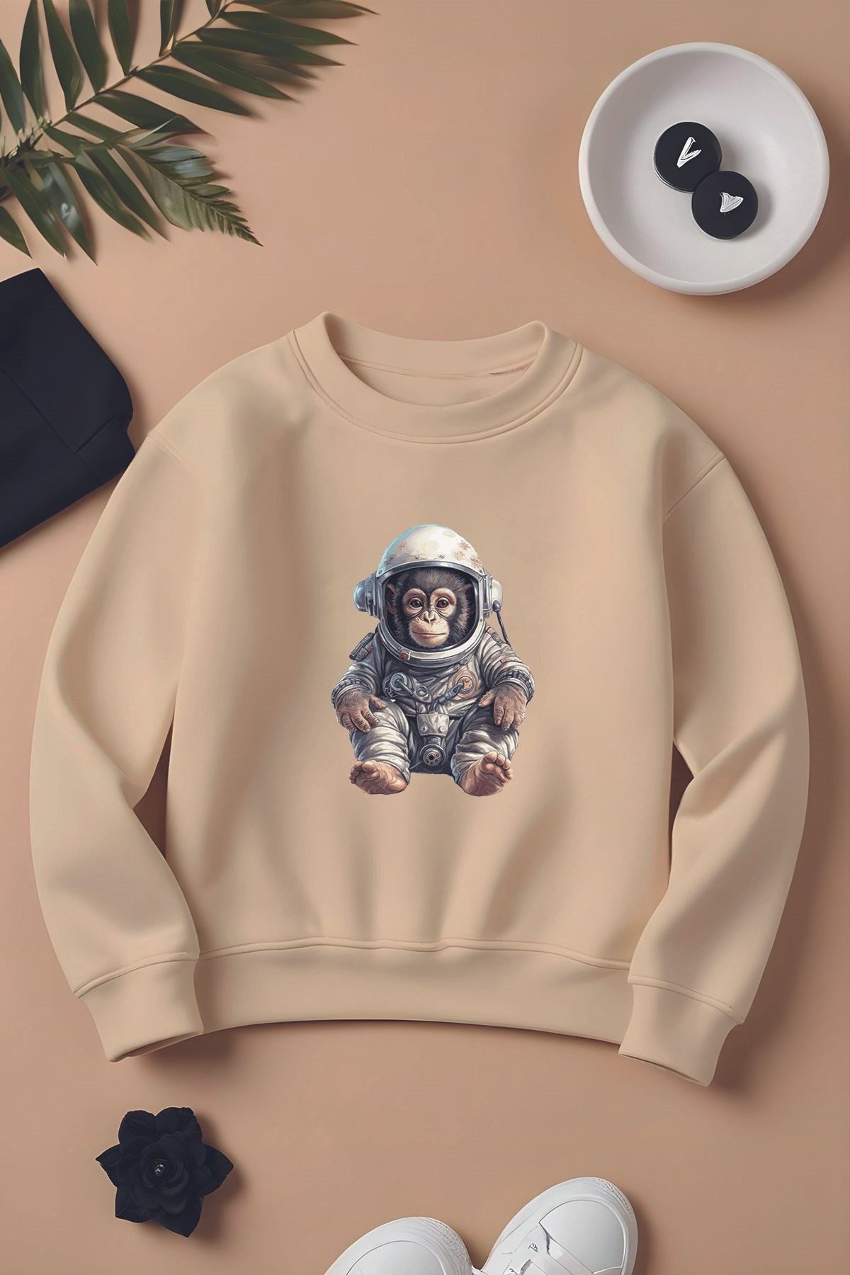 Özel Tasarım Astronot Çarli Oversize Çocuk Sweatshirt 12242