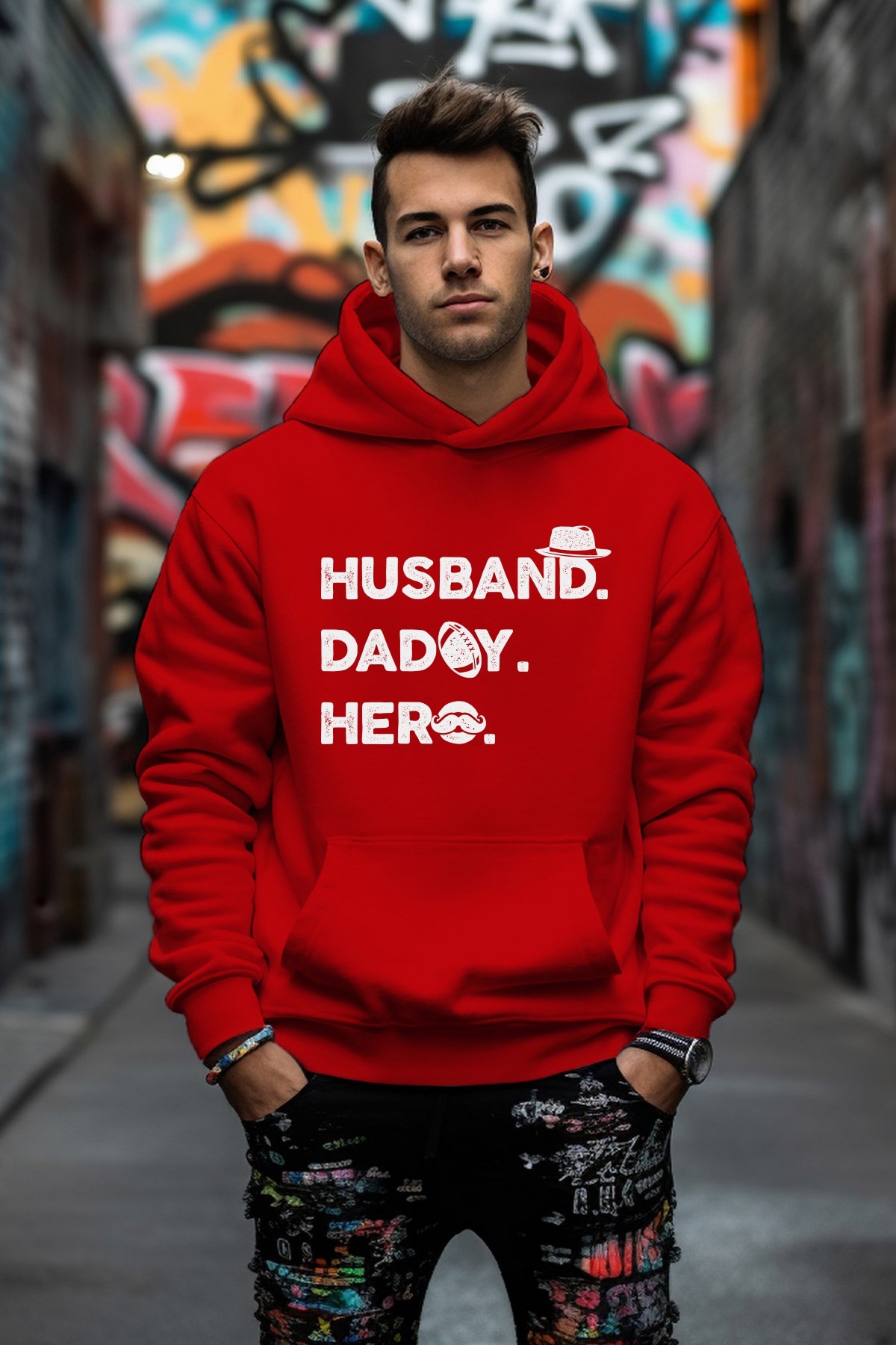 Husband Dadoy Hero Tarz Rahat Kesim Oversize Sweatshirt