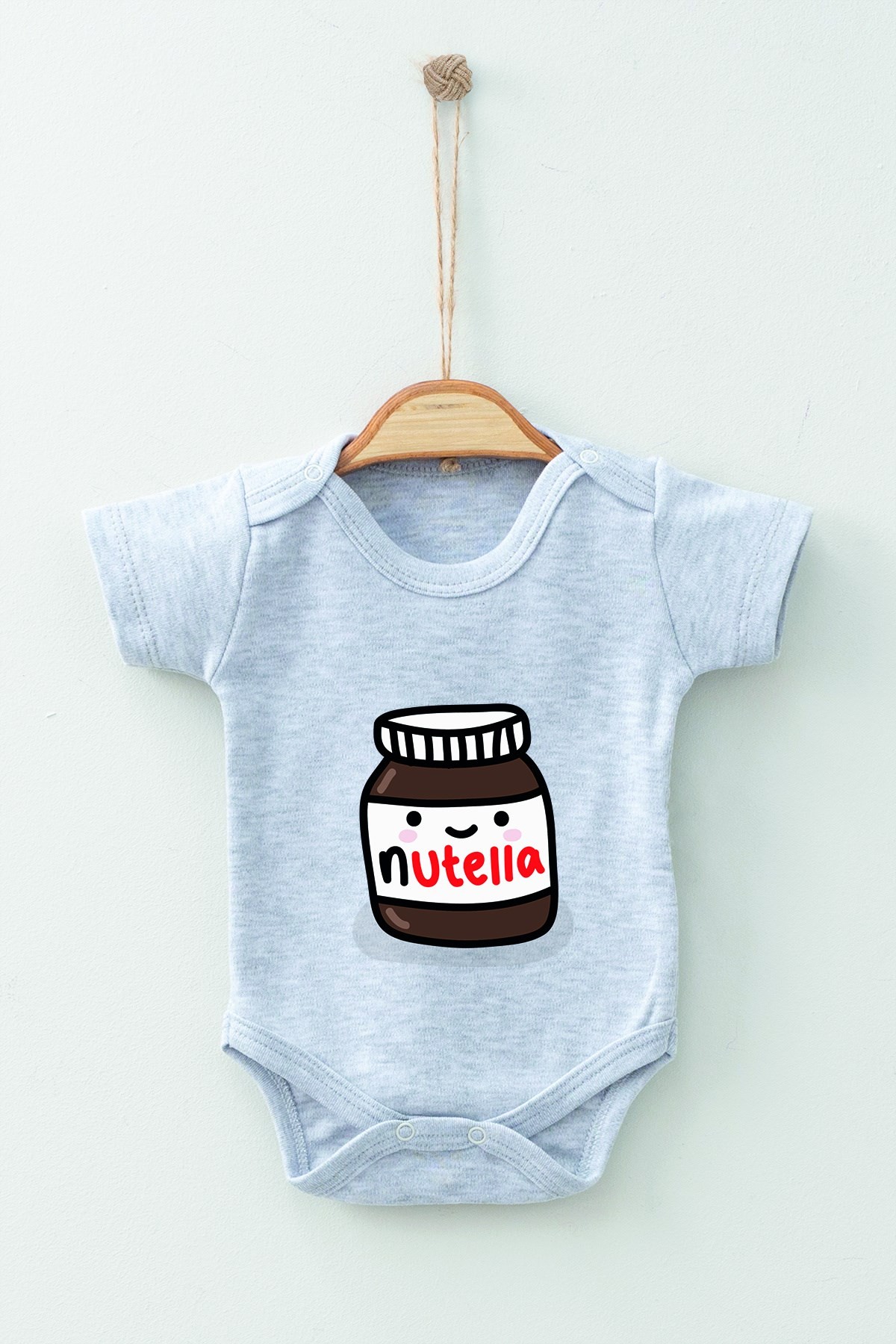 %100 Pamuk Organik Nutella Desenli Kısa Kollu Body Badi Bebek Zıbın