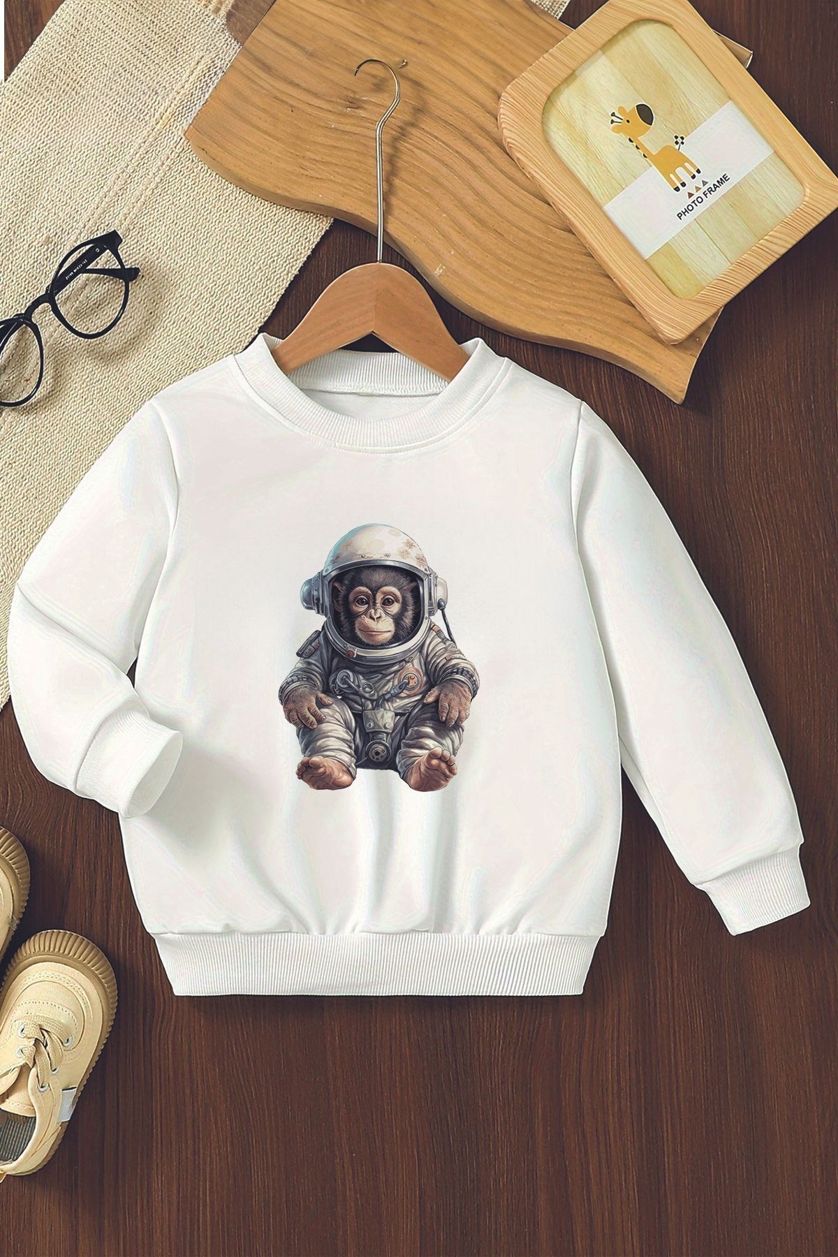 Özel Tasarım Astronot Çarli Oversize Çocuk Sweatshirt 12242