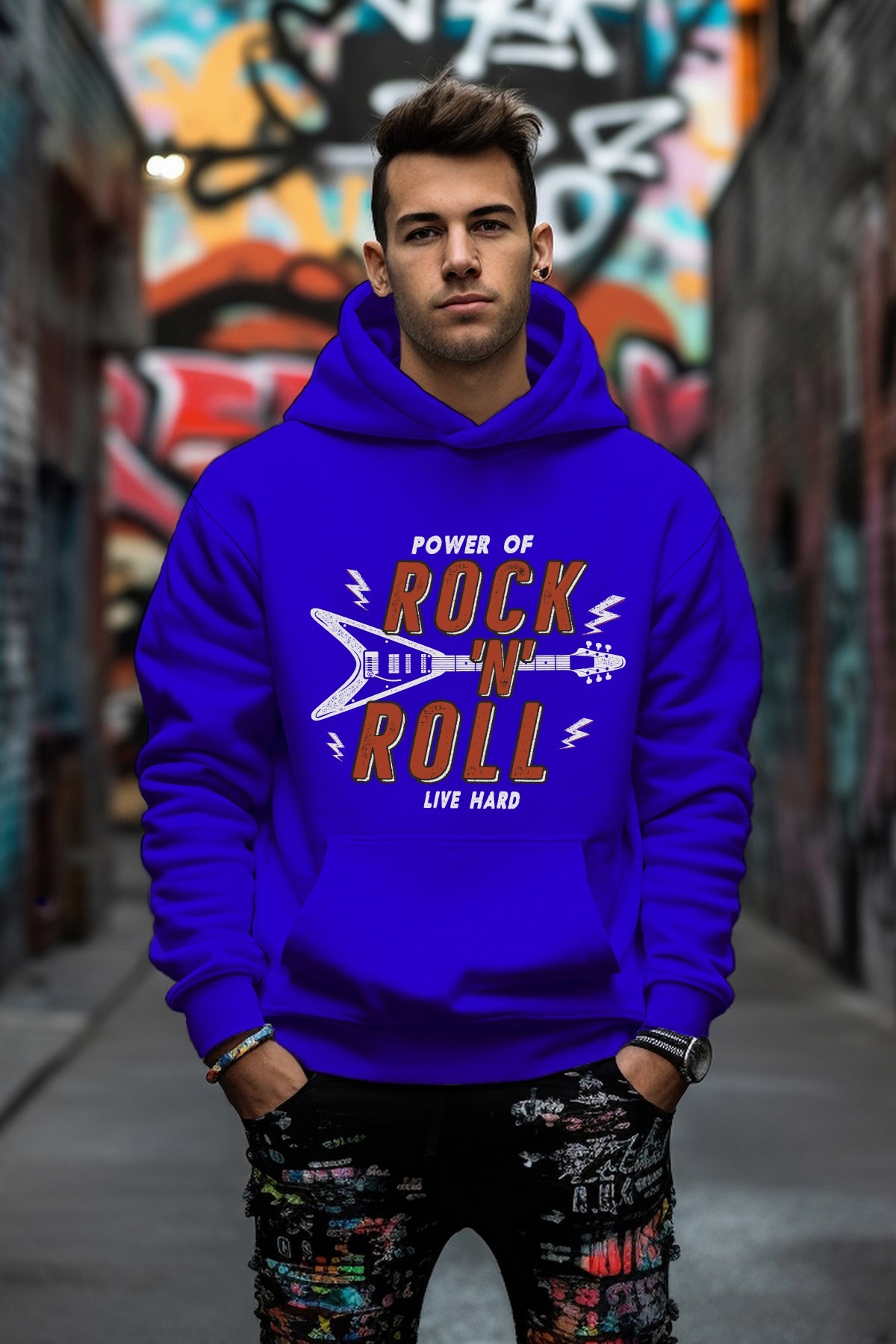 Rock'N Roll Tarz Rahat Kesim Oversize Sweatshirt