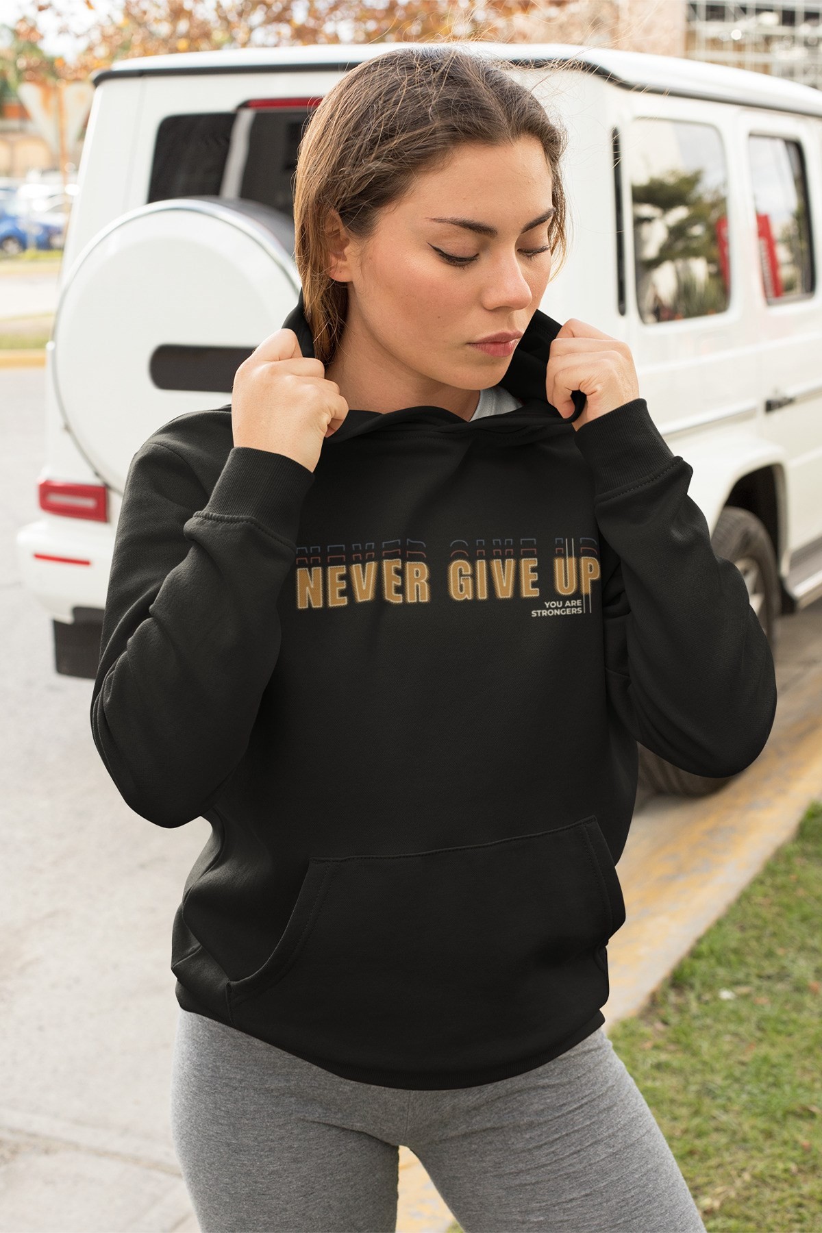 Never Give Up Tarz Oversize Kadın Kapşonlu Sweatshirt