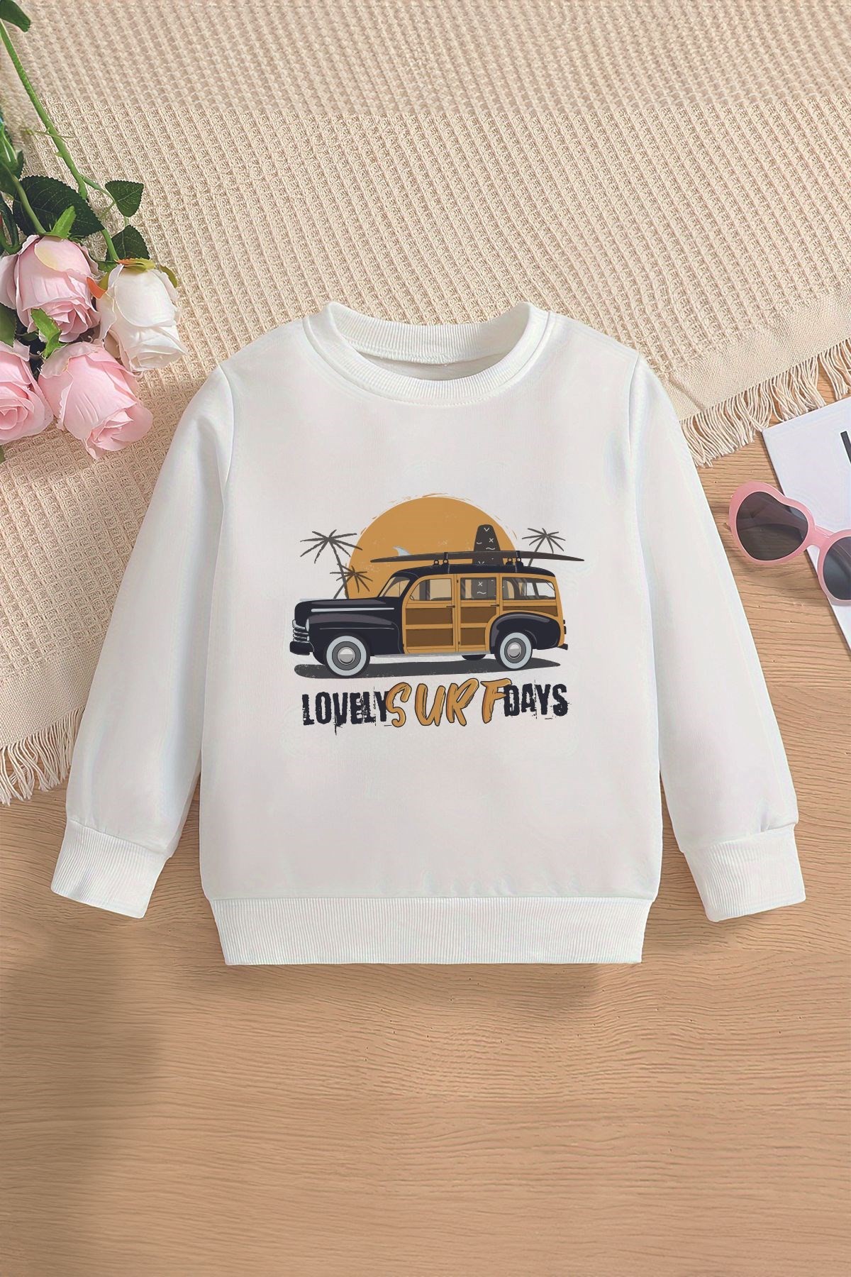 Premium Lovely Surf Days Oversize Çocuk Sweatshirt 13524