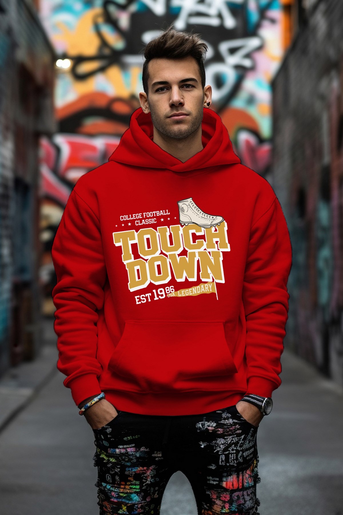 Touch Down Legendary Tarz Rahat Kesim Oversize Sweatshirt