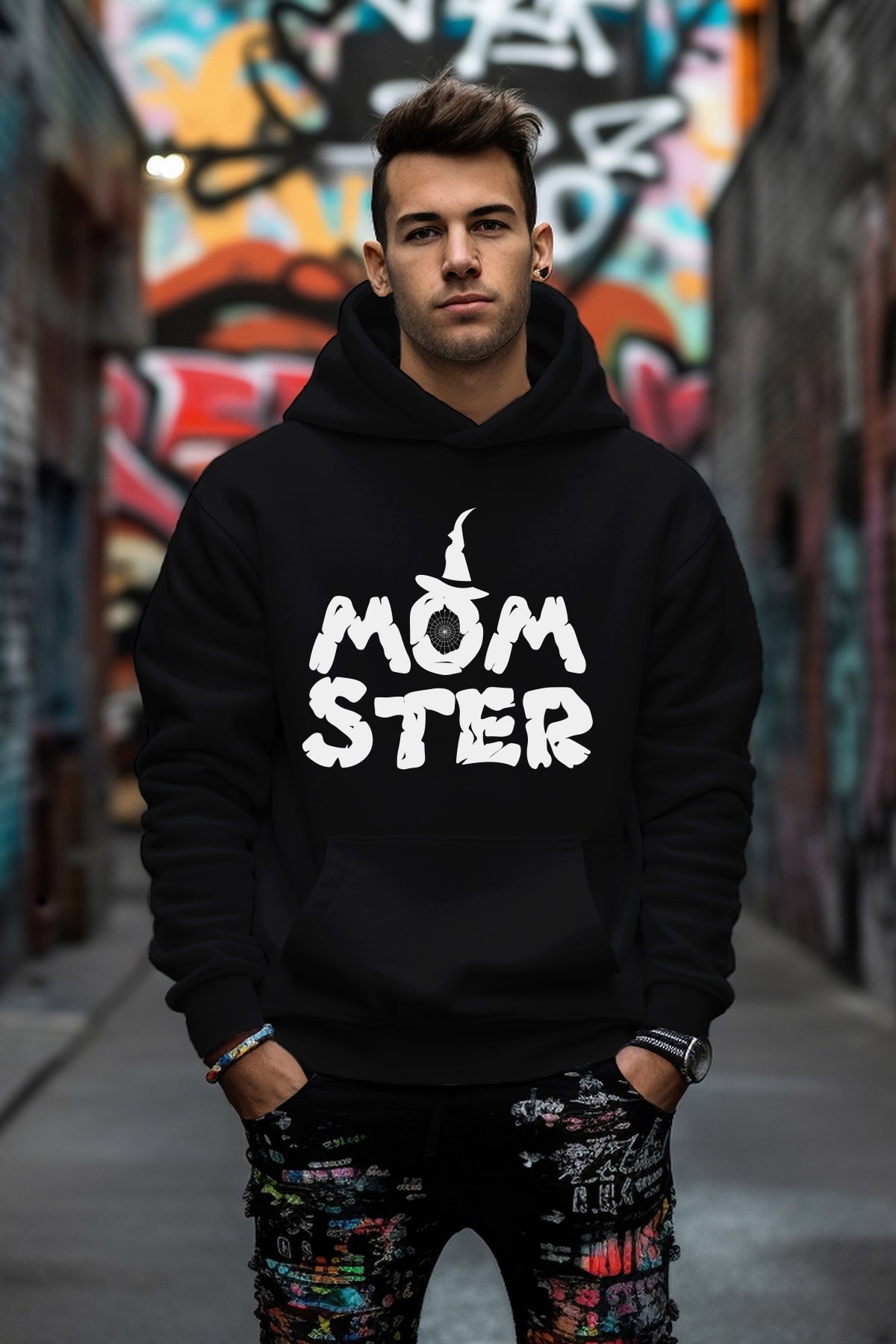 Mom Ster Baskılı Rahat Kesim Oversize Sweatshirt