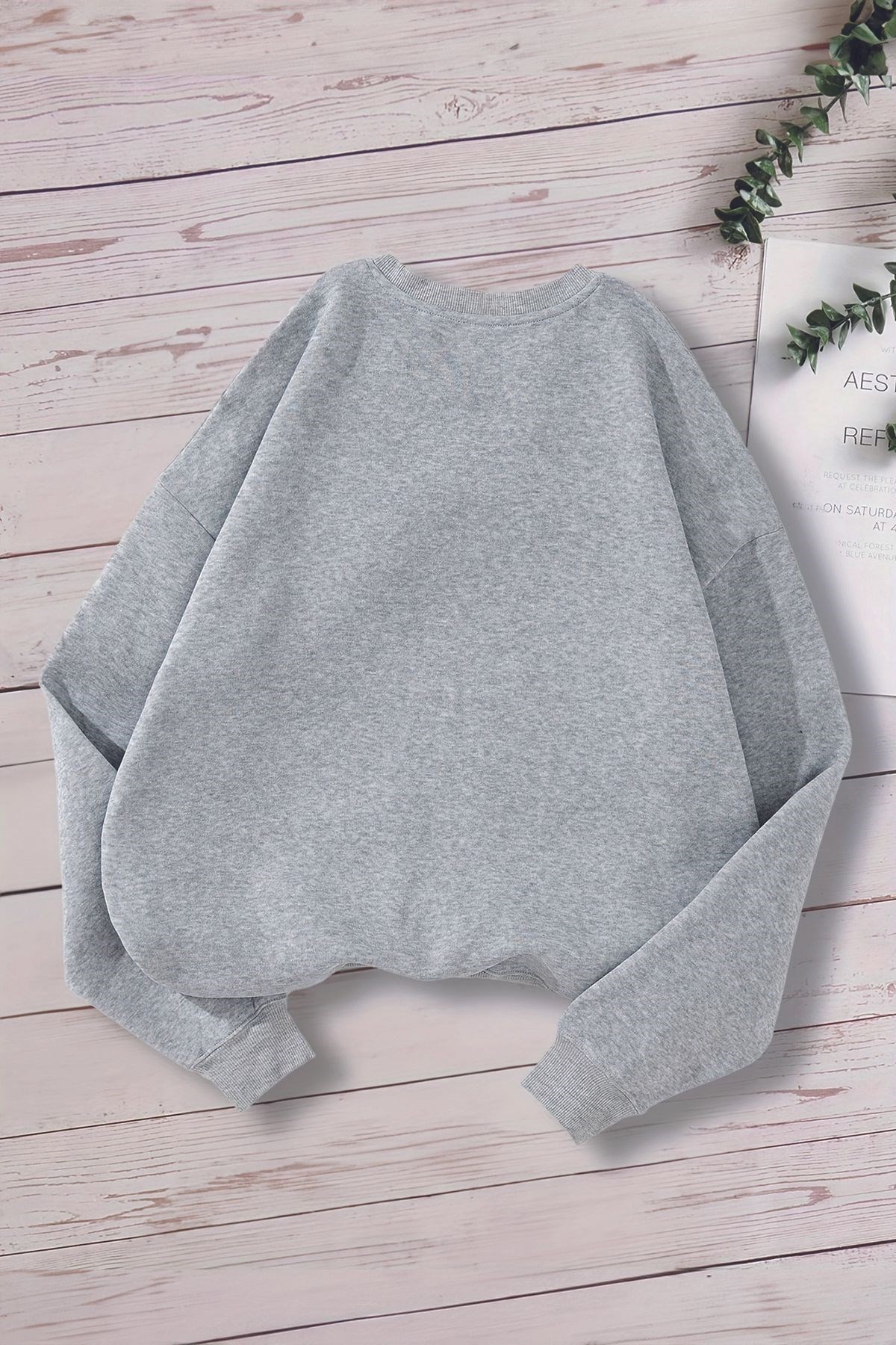 Yeni Sezon Curious Yazılı Kedicik Baskılı Oversize Kapüşonlu Çocuk Sweatshirt 14609