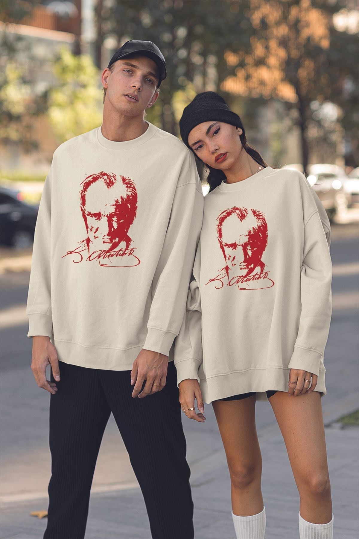 Unisex Atatürk Baskılı Oversize Sweatshirt 10053