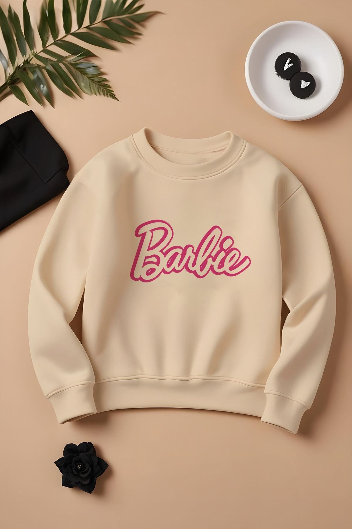 Yeni Sezon Cep Barbie Baskılı Oversize Çocuk Sweatshirt 10065