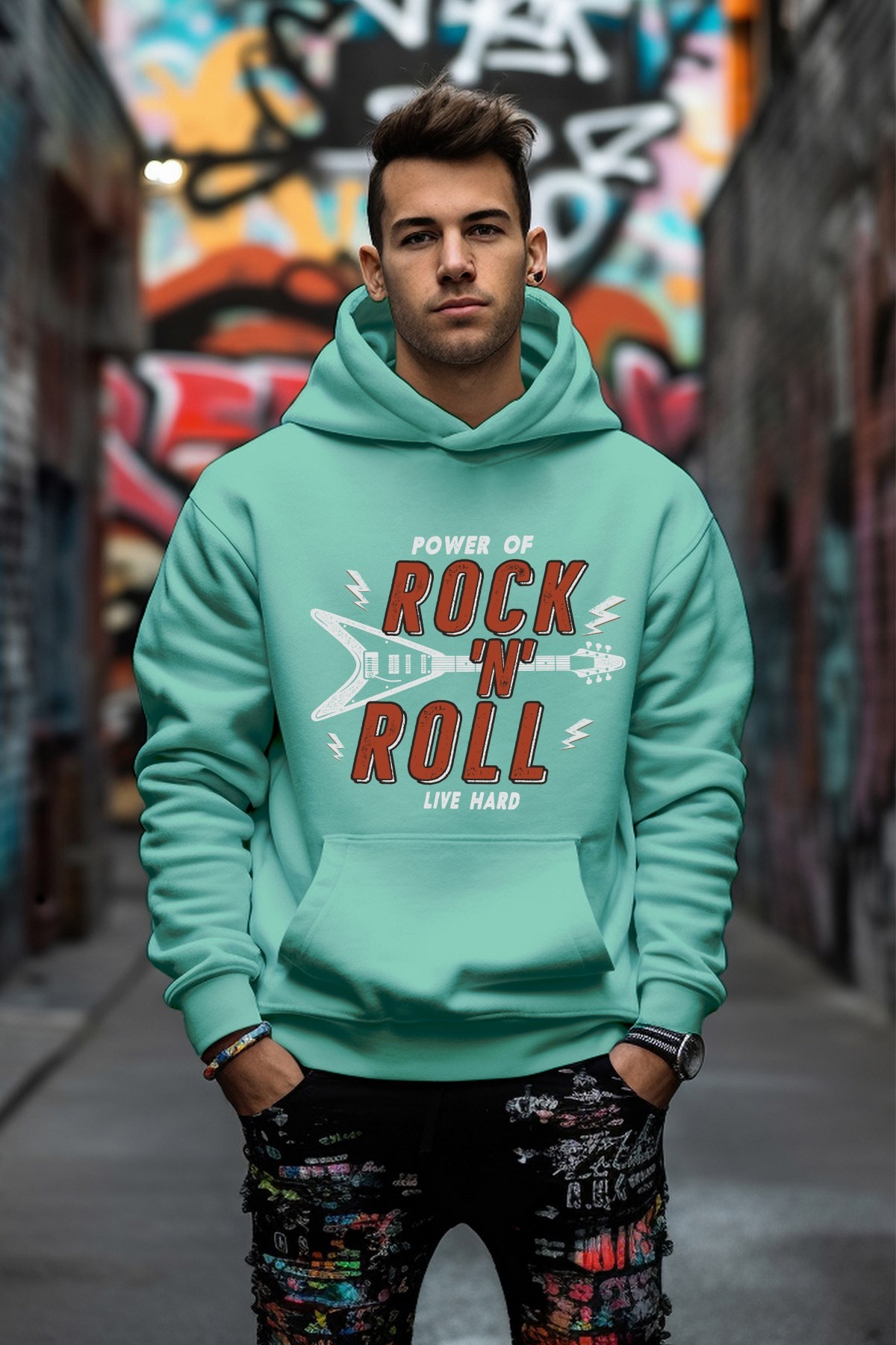 Rock'N Roll Tarz Rahat Kesim Oversize Sweatshirt