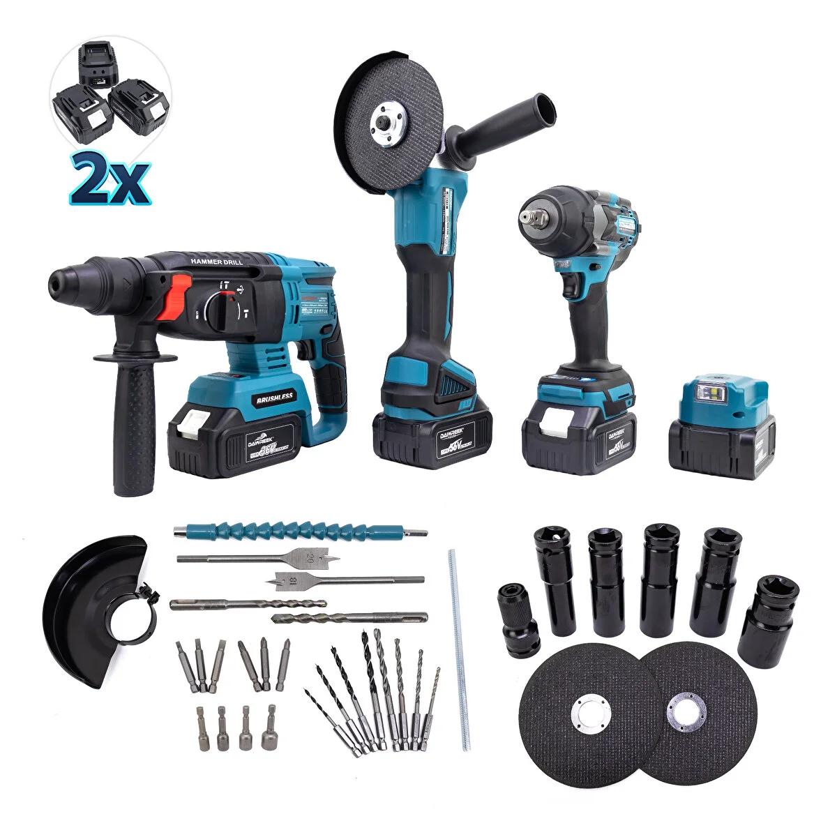 Dawreek ÜÇLÜ SET MK800 2B1Ş | Şarjlı Spral + 800 Nm Somun Sıkma +