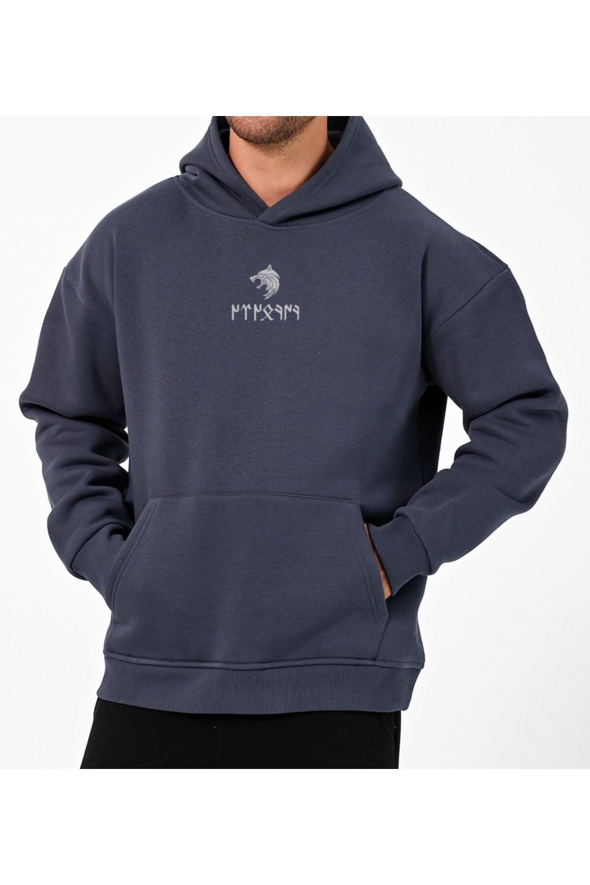 VEK KÖKBÖRÜ(BOZKURT) Göktürk harfleri özel tasarım oversize Sweatshirt Hoodie