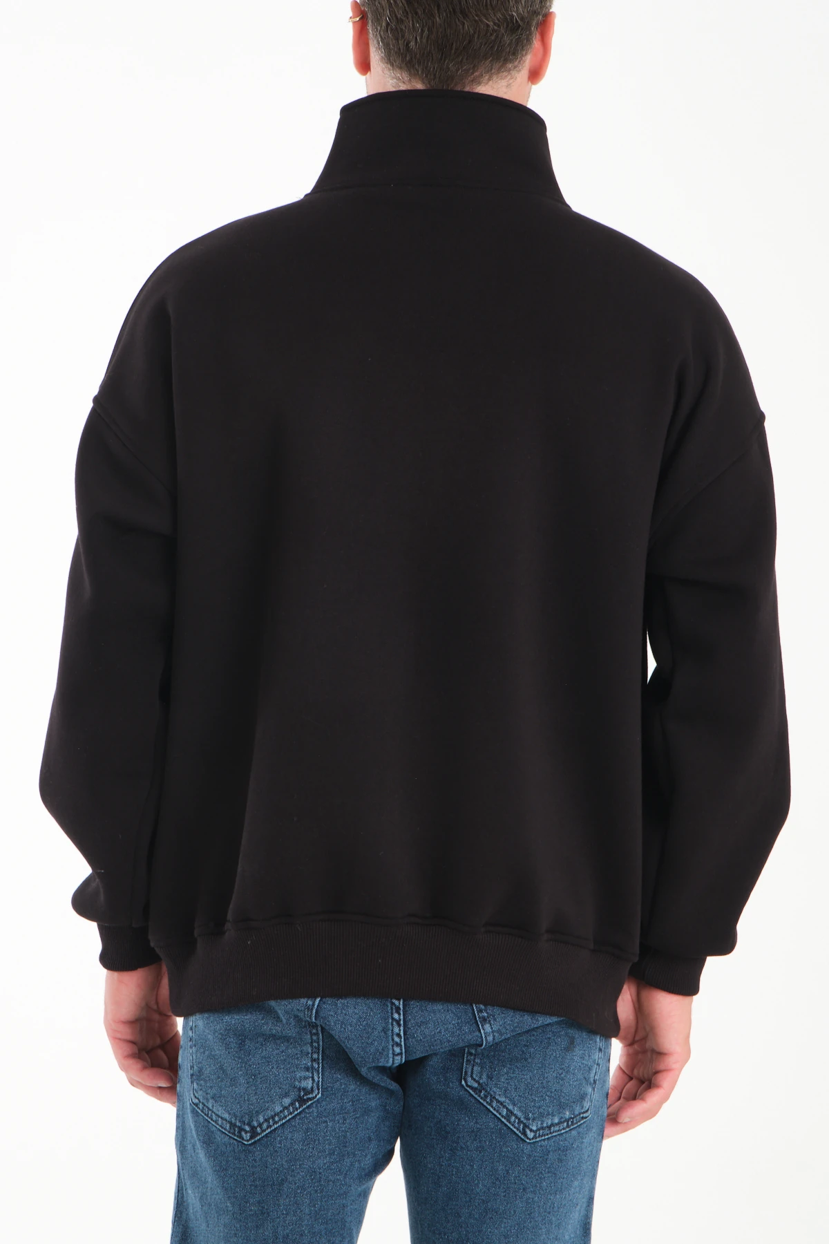 Amg F1 Oversize Yarım Fermuarlı Sweatshirt Kıvrılabilir Dik Yaka 3 İplik Premium Kalite