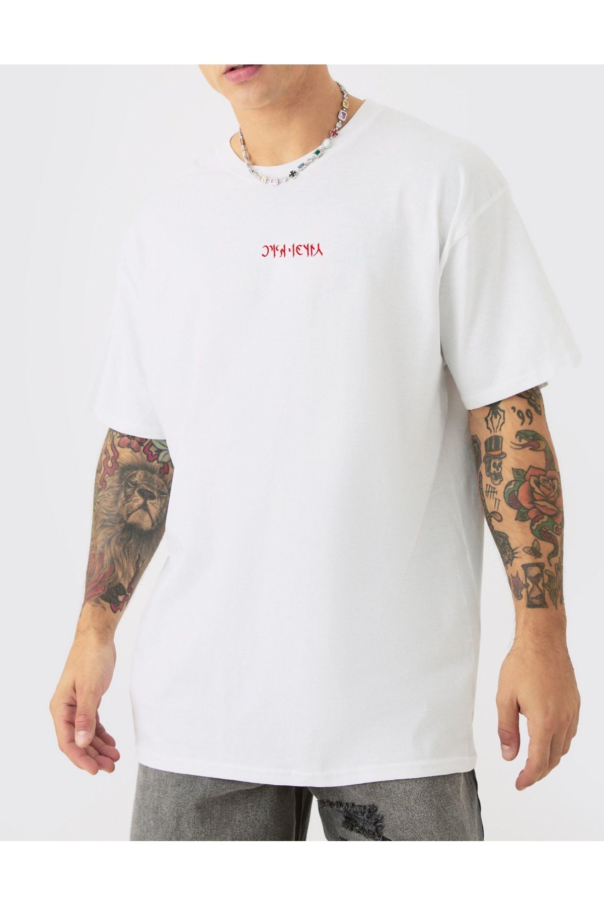 VEK Cengizhan Özel Tasarım Oversize T-shirt Göktürk Alfabesi Sırt Baskılı