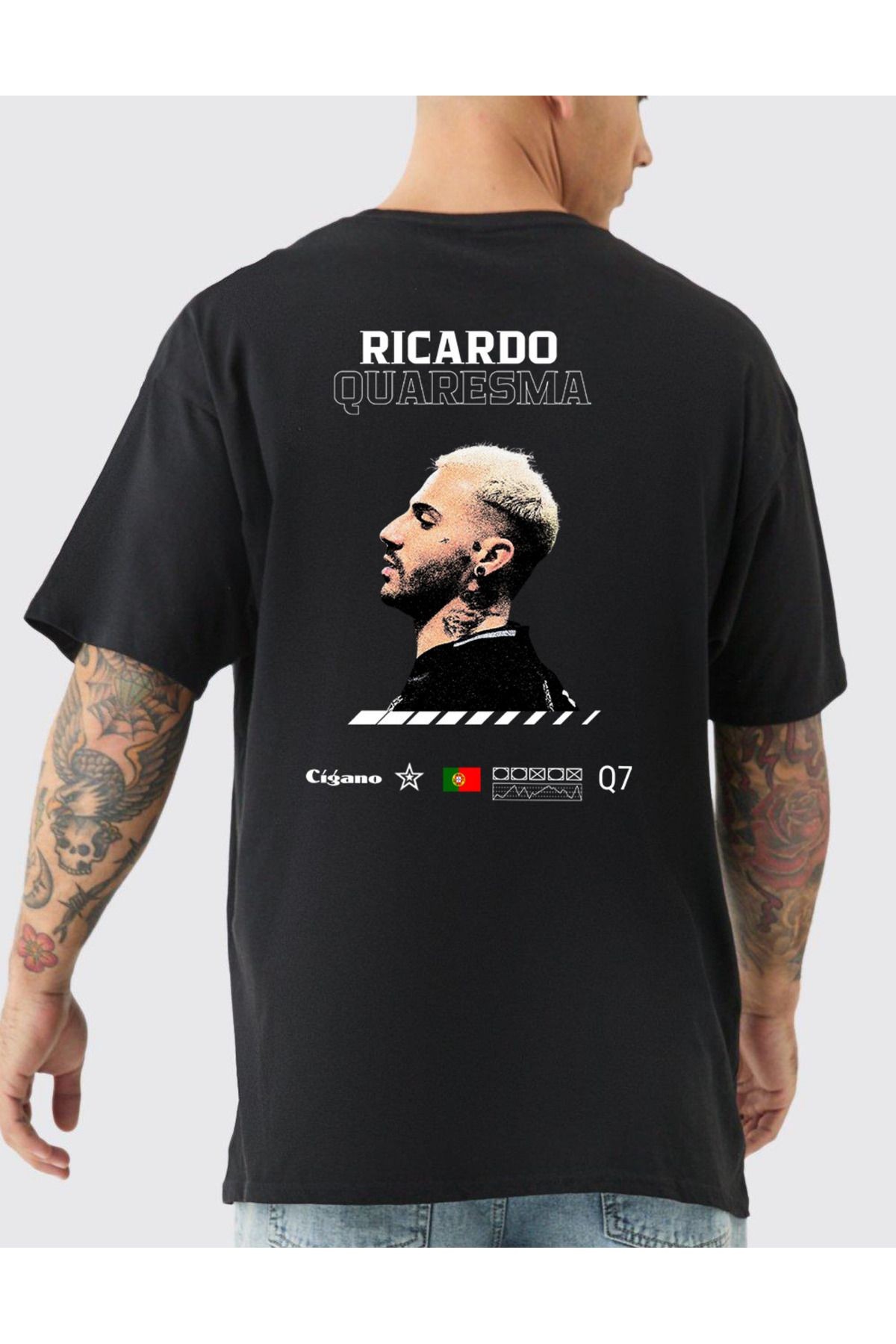 Quaresma Baskılı T-Shirt Oversize Q7 Özel Tasarım %100 Pamuk