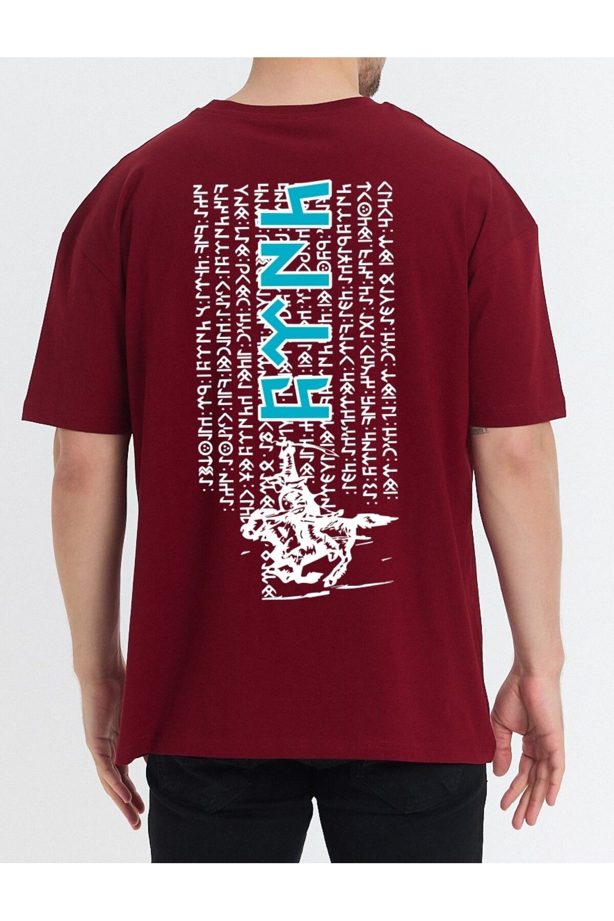 VEK Göktürk Alfabesi Özel tasarım Oversize T-shirt Orhun yazıtları Türk Baskılı v2