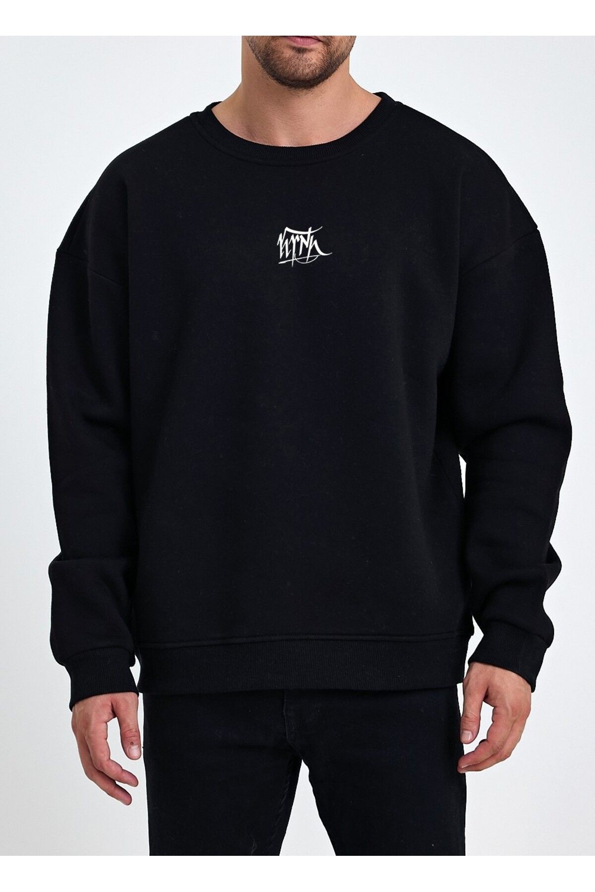 VEK Türk Tasarımlı Oversize Sweatshirt Bisiklet yaka Göktürk Alfabesi