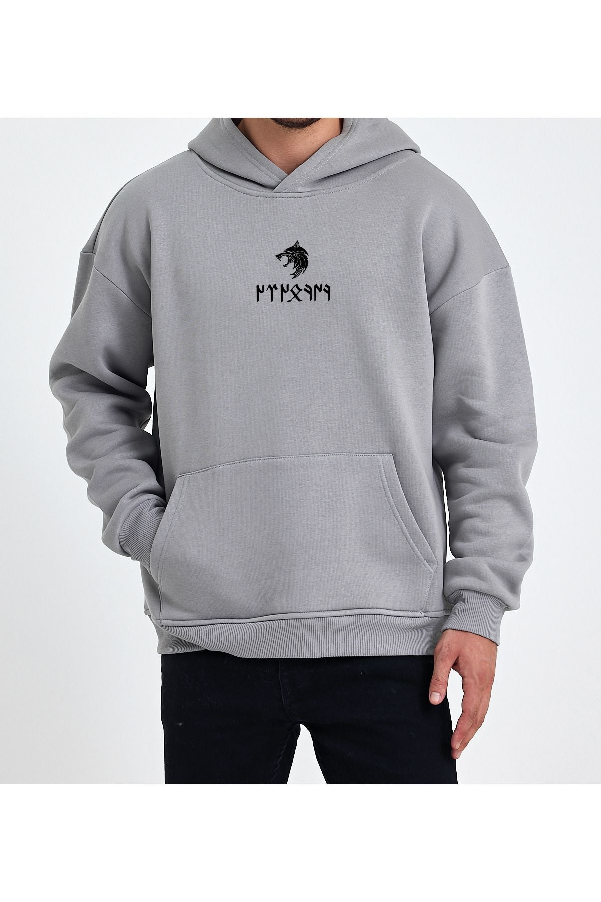 VEK KÖKBÖRÜ(BOZKURT) Göktürk harfleri özel tasarım oversize Sweatshirt Hoodie