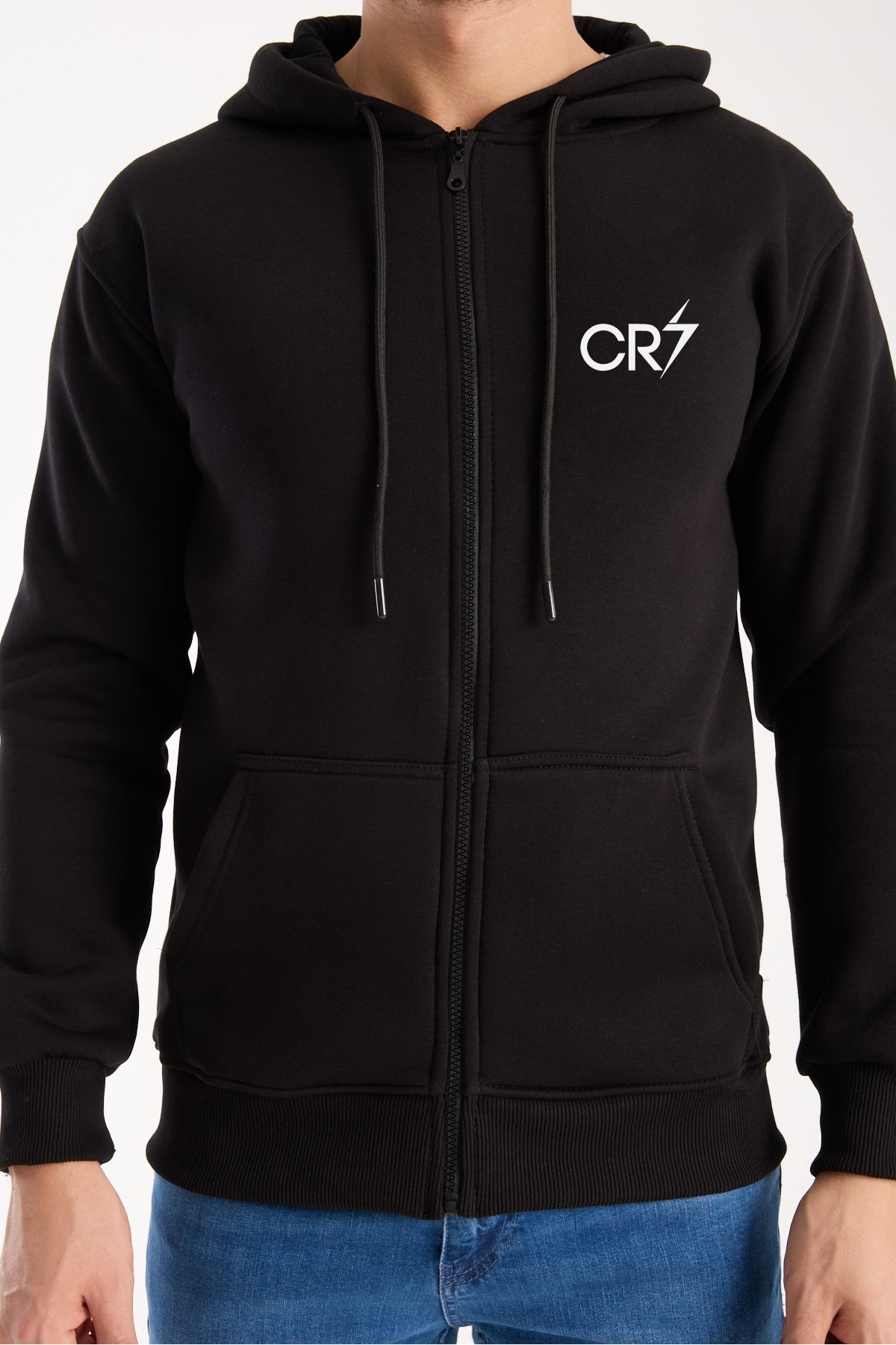 Kapüşonlu Sweatshirt Fermuarlı Normal Kalıp CR7 3 İplik