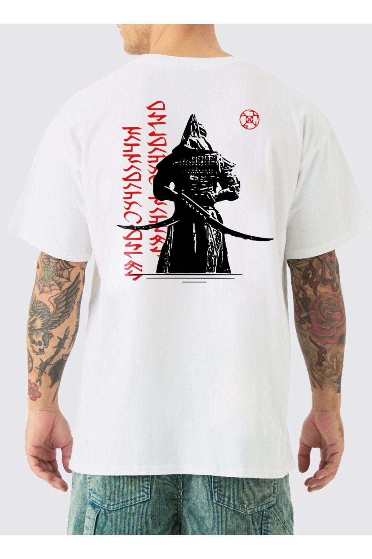 VEK Cengizhan Özel Tasarım Oversize T-shirt Göktürk Alfabesi Sırt Baskılı