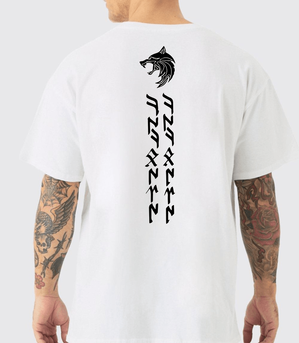 KÖKBÖRÜ(BOZKURT) Oversize T-Shirt Göktürk Harfleri Özel Tasarım