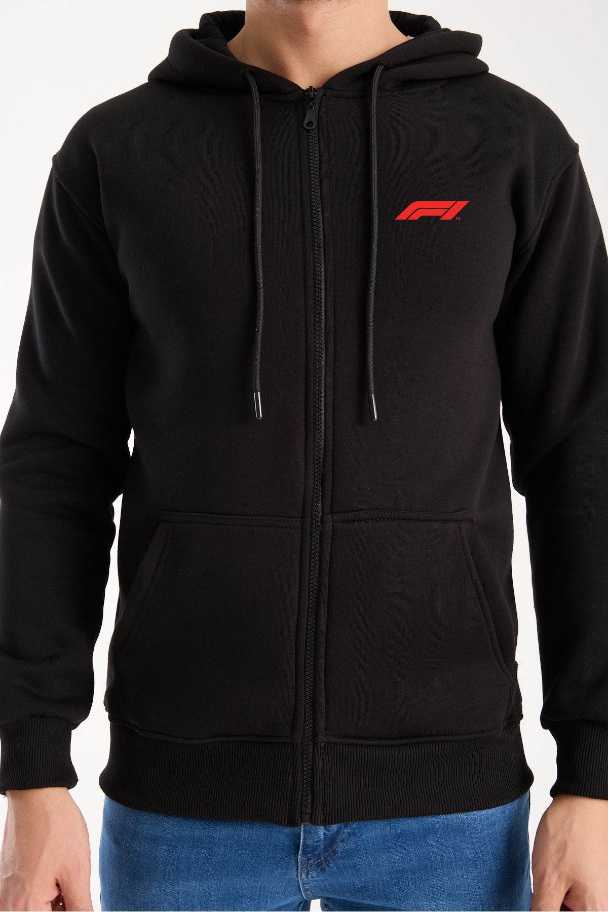 Kapüşonlu Sweatshirt Fermuarlı Normal Kalıp F1 3 İplik
