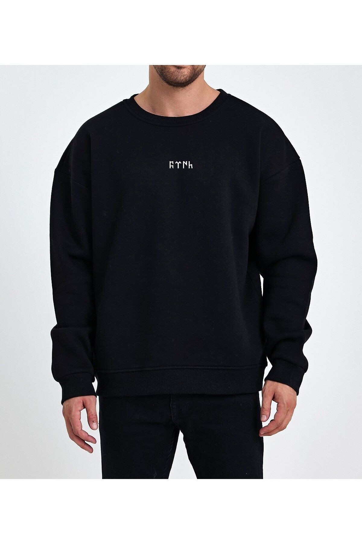 Vek Türk Baskılı Göktürk Alfabesi Özel Tasarım Oversize Sweatshirt