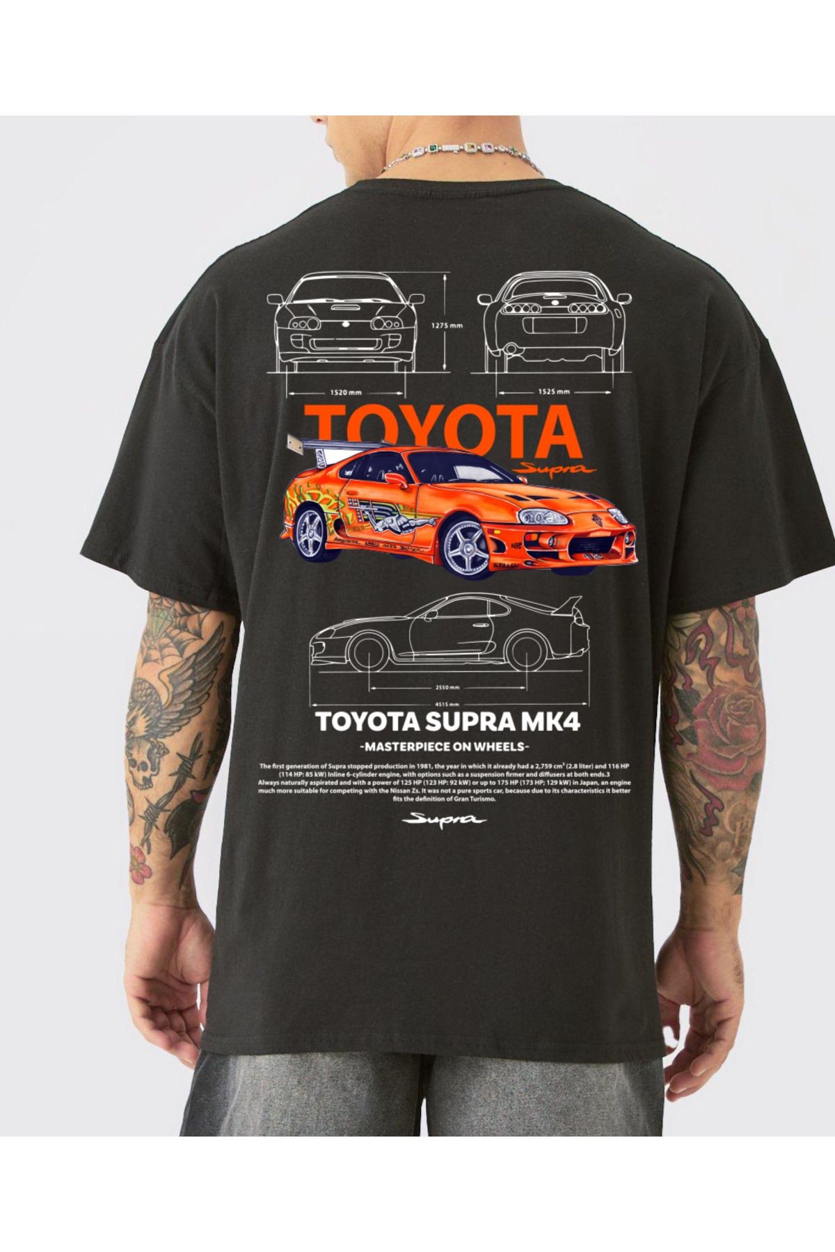 VEK Araba Baskılı Oversize T-shirt spra