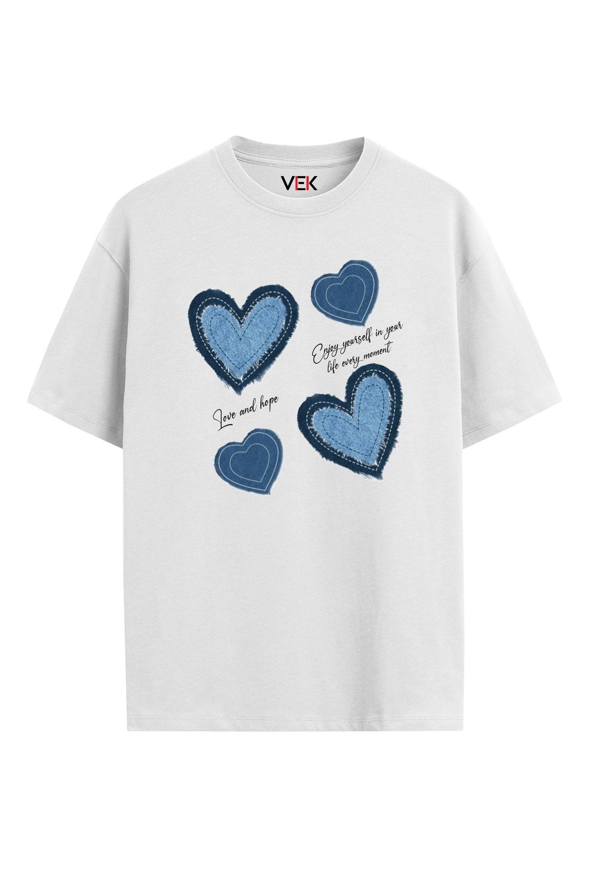 Oversize T-Shirt Kot Görünümlü (Kot İçermez)
