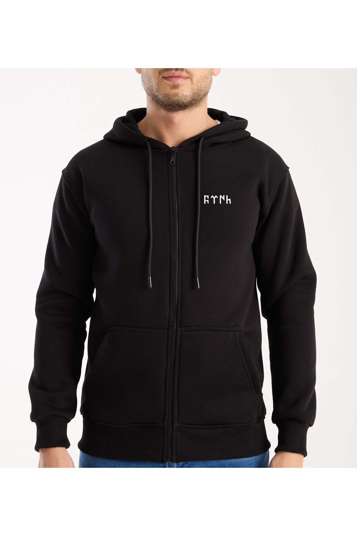 Türk Baskılı Fermuarlı Sweatshirt Ceket 3 İplik