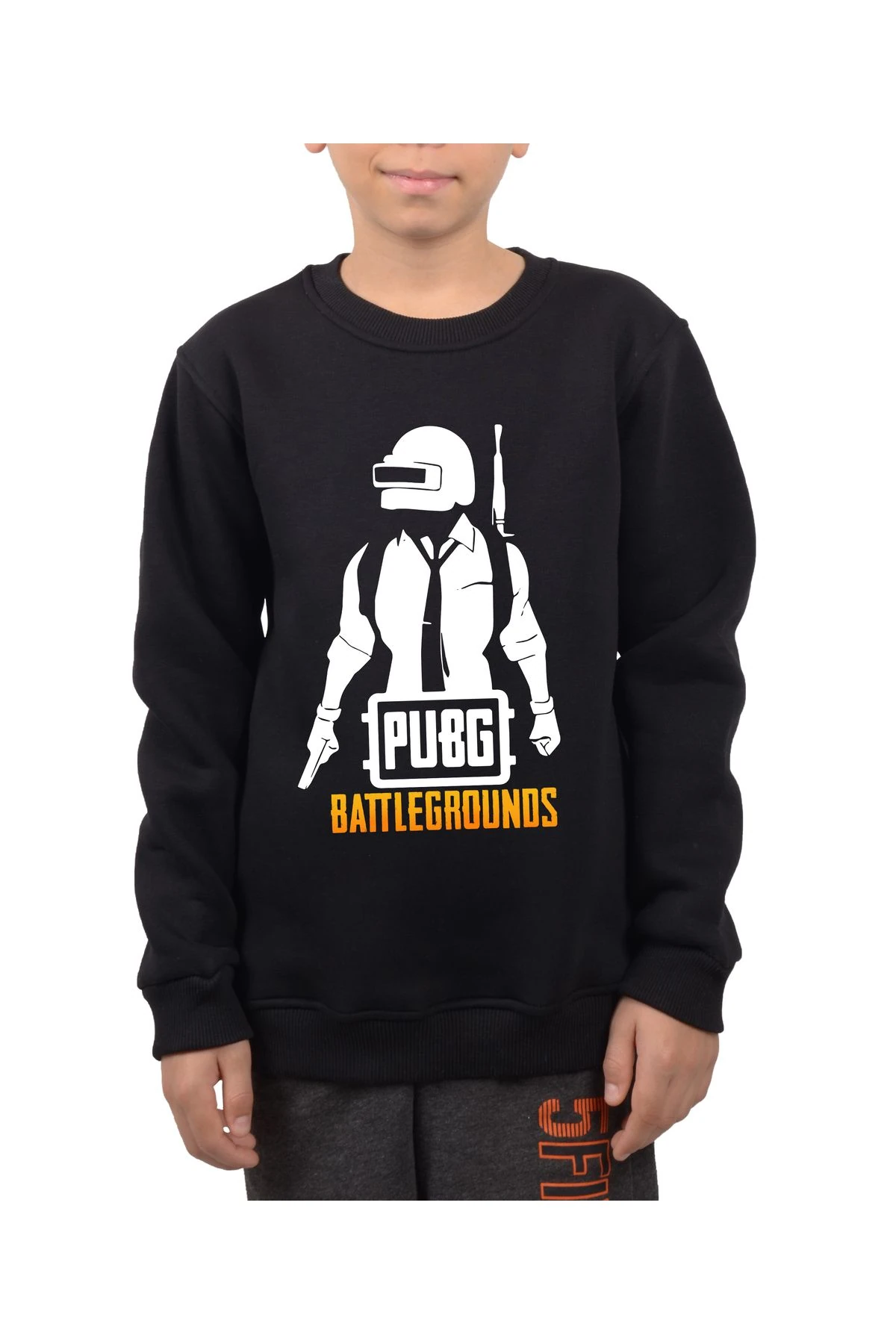 Bisiklet Yaka Çocuk Sweatshirt Battleground 3 İplik