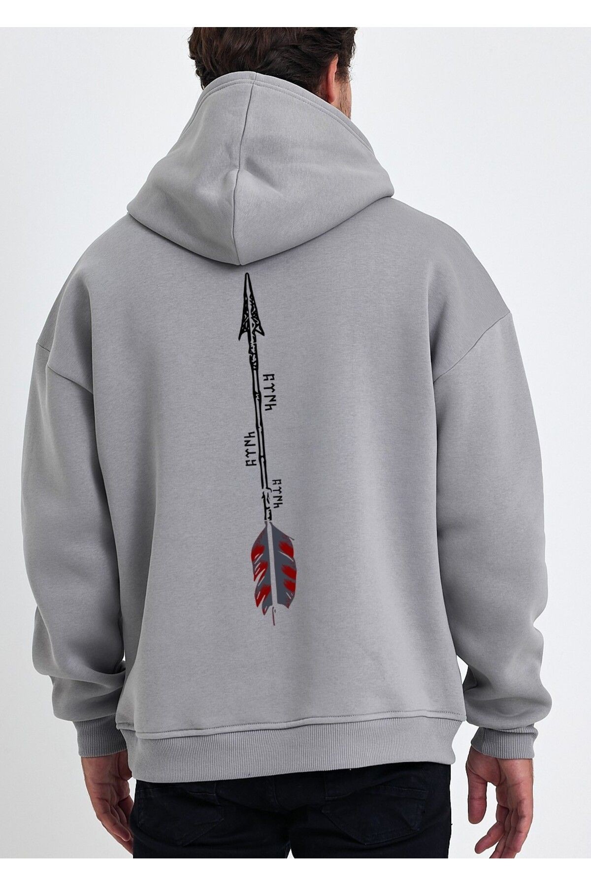 VEK Ok Baskılı Sweatshirt Hoodie Oversize