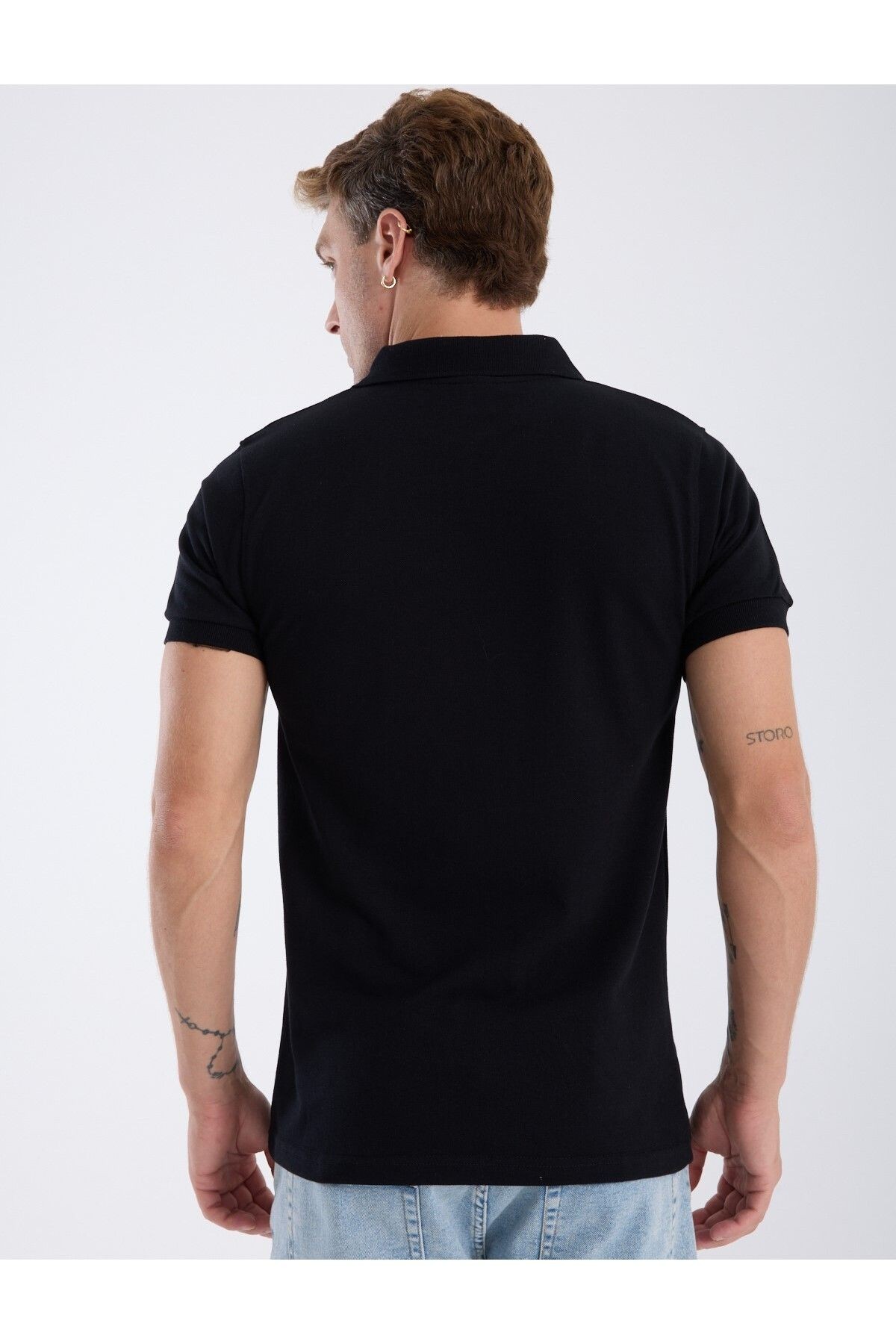 Fermuarlı Polo Yaka T-Shirt %100 Pamuk Slim Fit