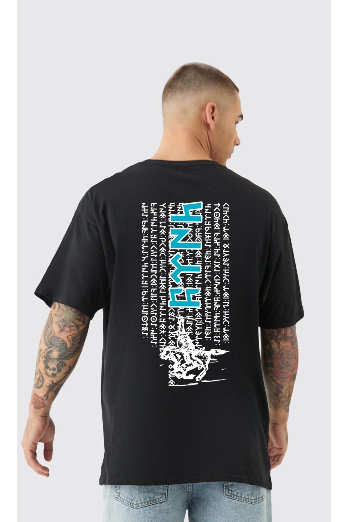 VEK Göktürk Alfabesi Özel tasarım Oversize T-shirt Orhun yazıtları Türk Baskılı v2