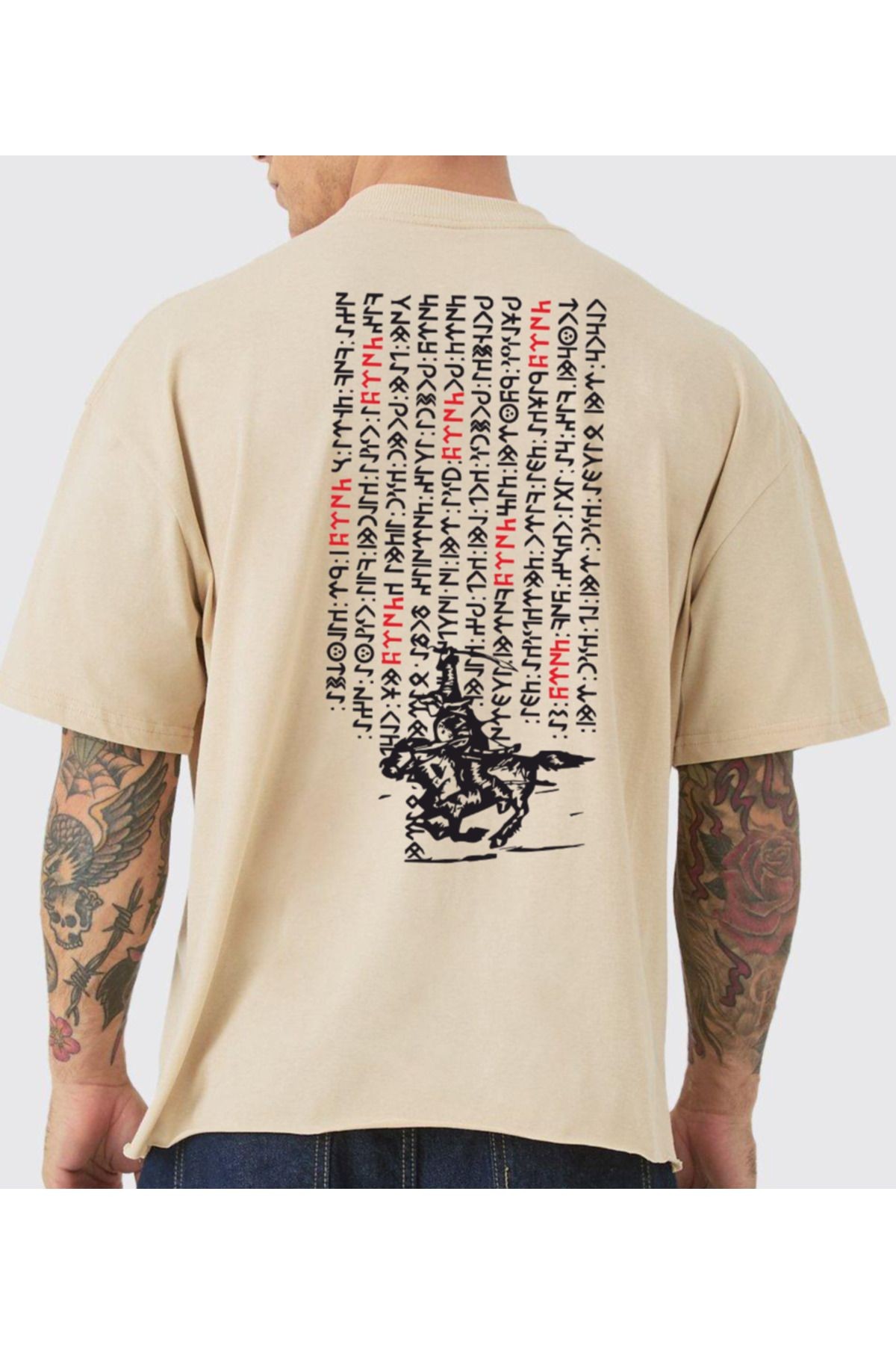 Göktürk Alfabesi Özel tasarım Oversize T-shirt Orhun yazıtları Türk Baskılı