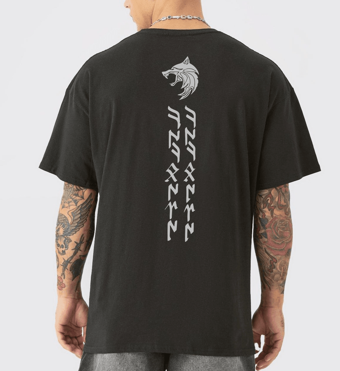 KÖKBÖRÜ(BOZKURT) Oversize T-Shirt Göktürk Harfleri Özel Tasarım