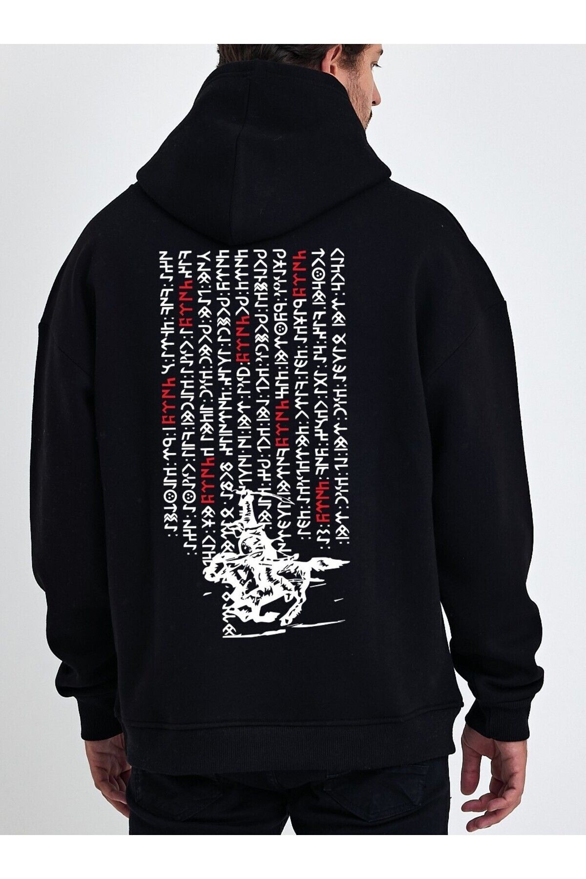 Vek Göktürk Alfabesi Özel Tasarım Oversize  Sweatshirt Hoodie Türk Baskılı