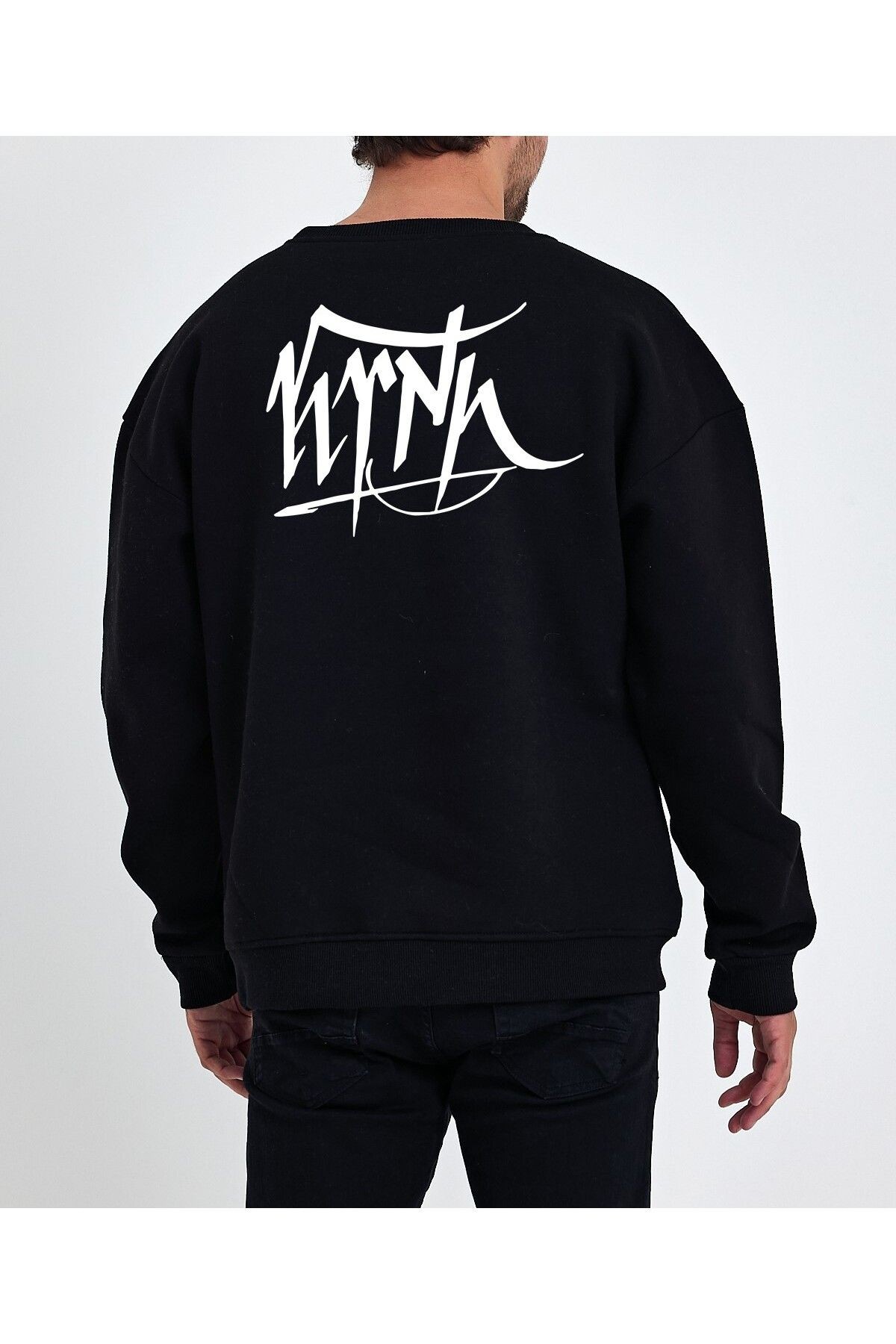 VEK Türk Tasarımlı Oversize Sweatshirt Bisiklet yaka Göktürk Alfabesi
